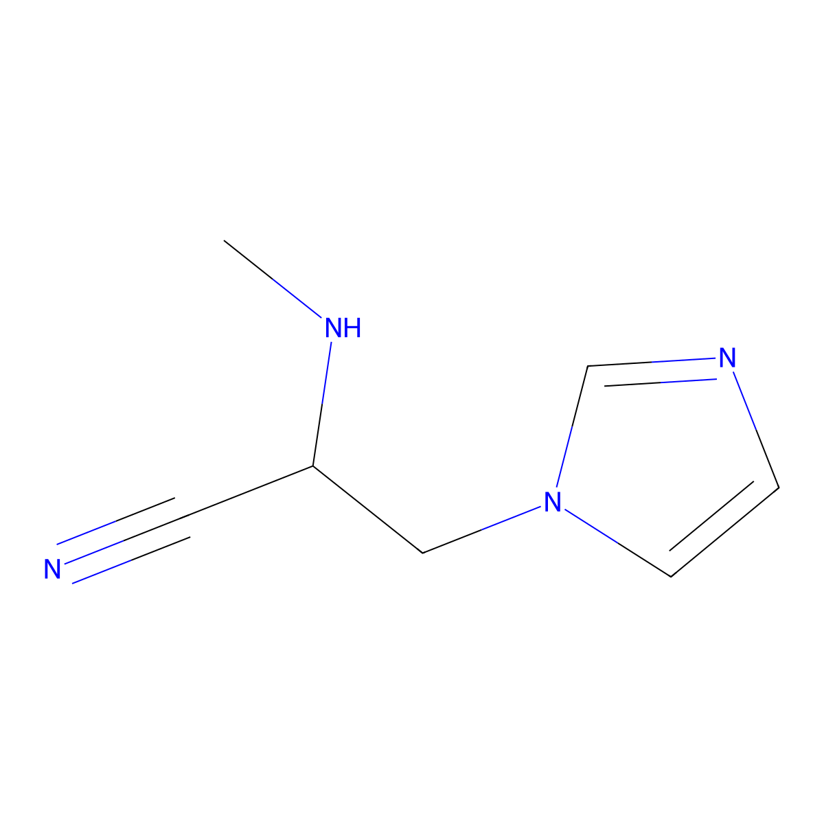 3-(1H-Imidazol-1-yl)-2-(methylamino)propanenitrile molecular structure, CAS 1249173-00-9