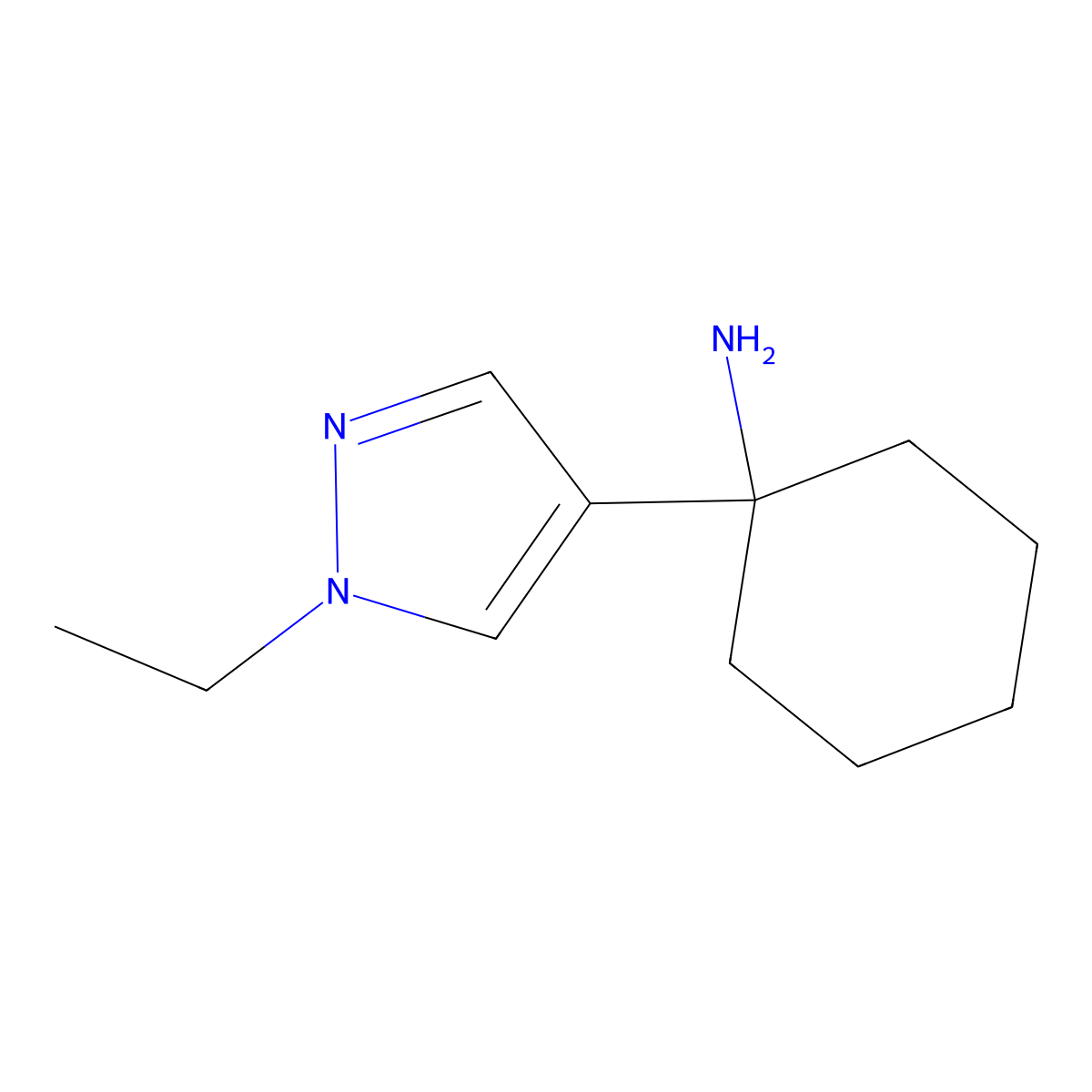 1-(1-ethyl-1H-pyrazol-4-yl)cyclohexan-1-amine molecular structure, CAS 1249176-23-5