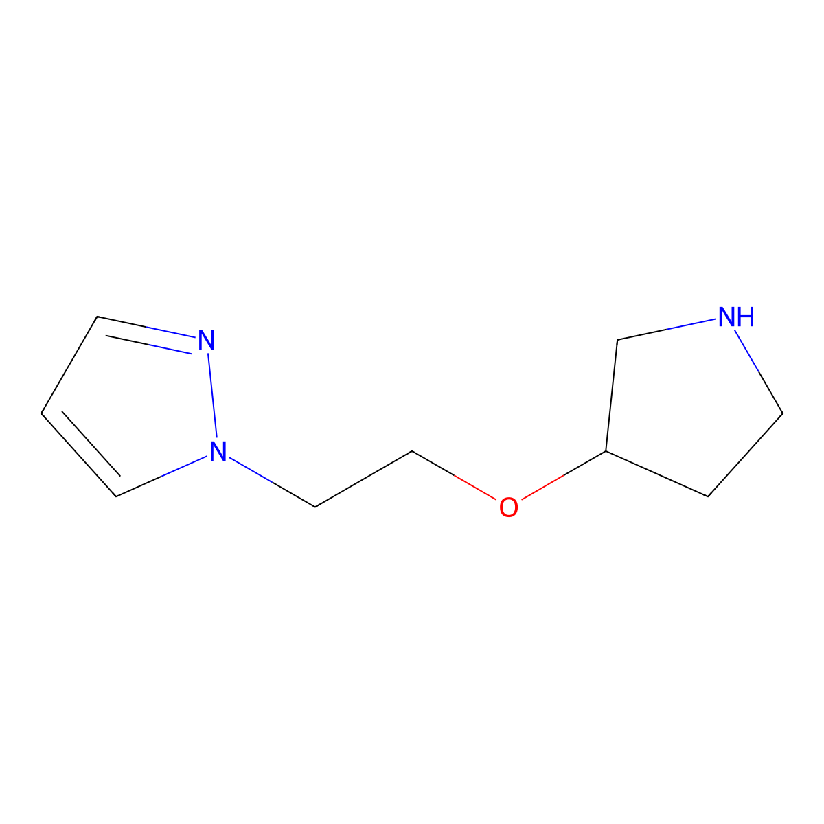 1-(2-(Pyrrolidin-3-yloxy)ethyl)-1h-pyrazole molecular structure, CAS 1249178-15-1