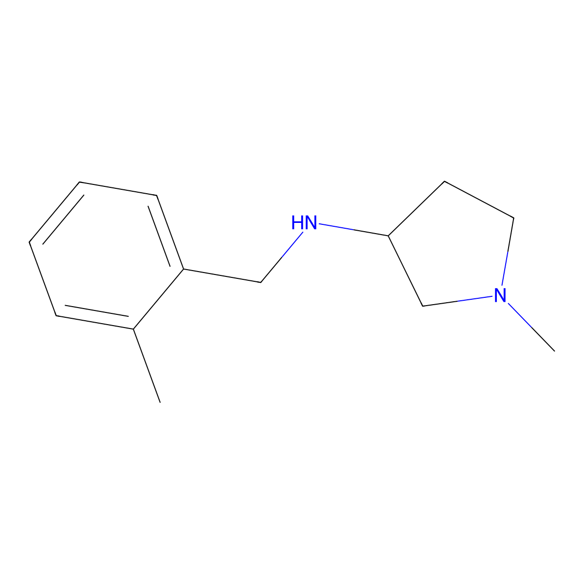 1-methyl-N-[(2-methylphenyl)methyl]pyrrolidin-3-amine molecular structure, CAS 1249183-71-8