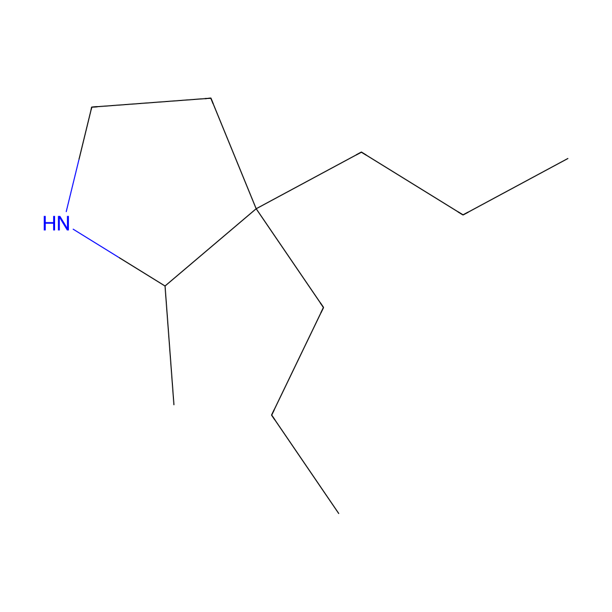 2-Methyl-3,3-dipropylpyrrolidine molecular structure, CAS 1249188-10-0