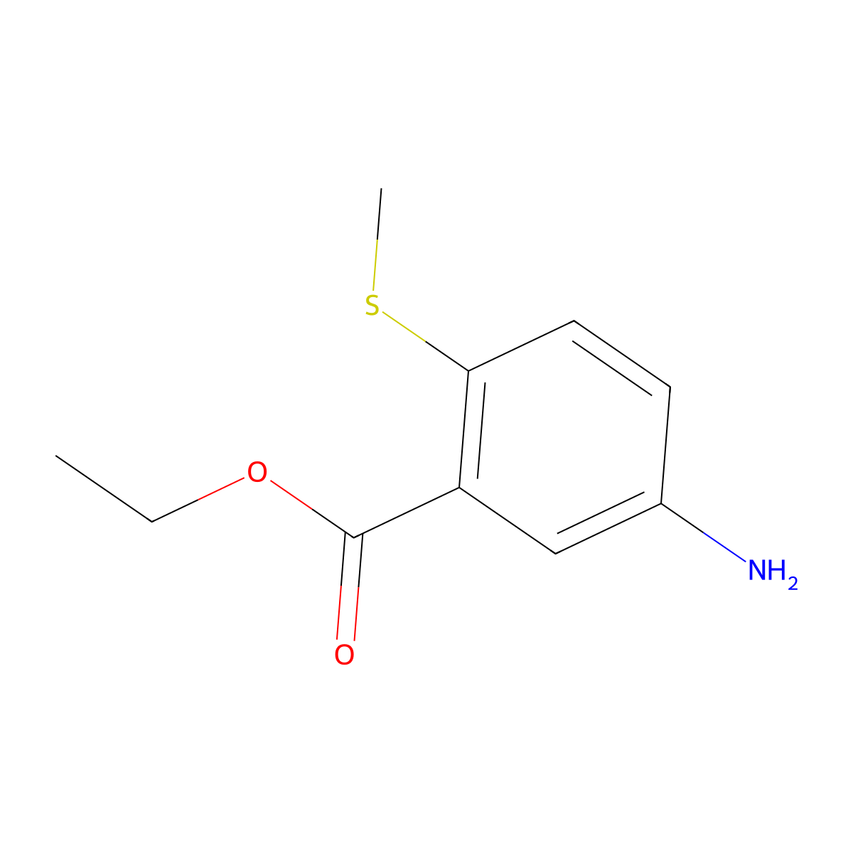 Ethyl 5-amino-2-(methylsulfanyl)benzoate molecular structure, CAS 1249191-30-7