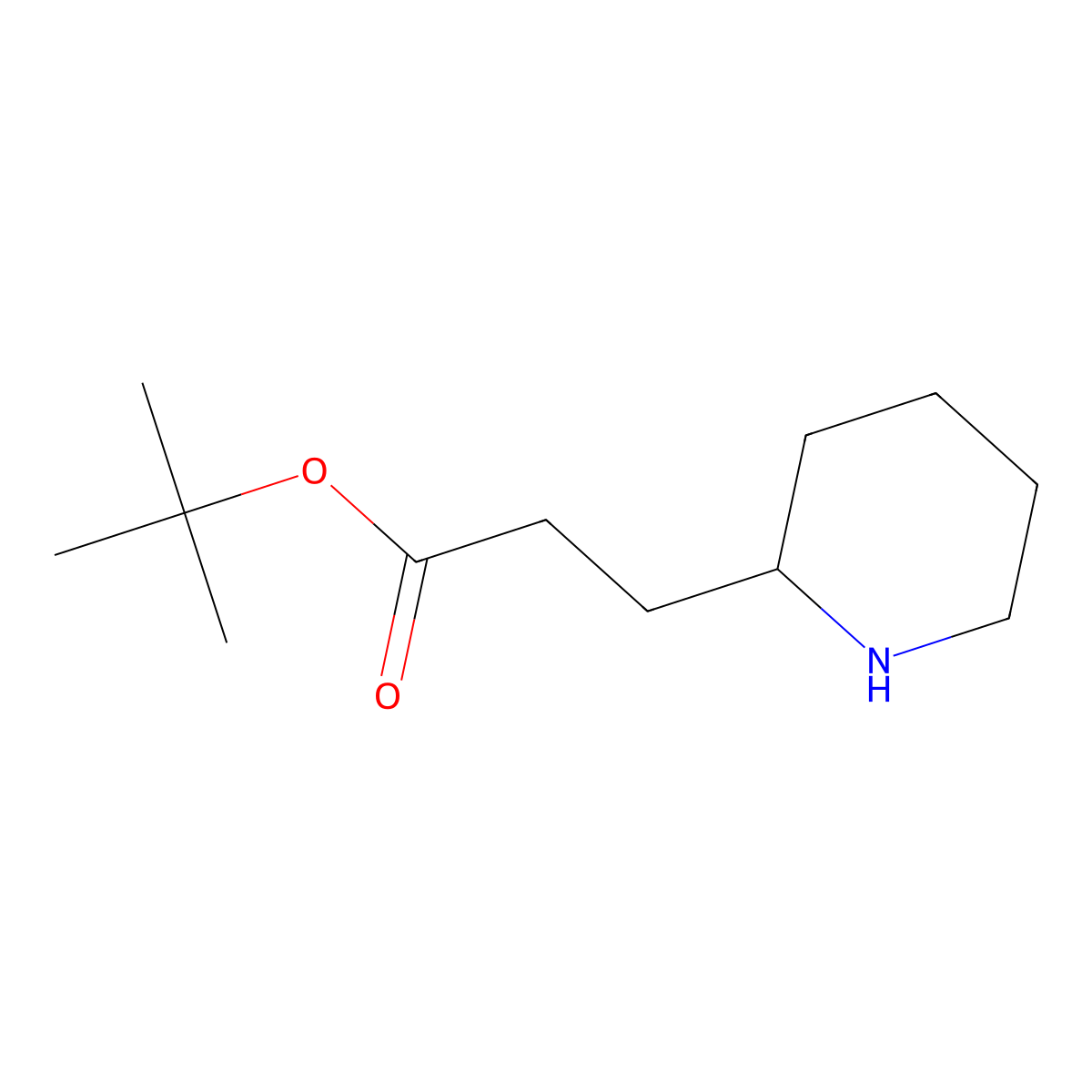 Tert-butyl 3-(piperidin-2-yl)propanoate molecular structure, CAS 1249196-03-9