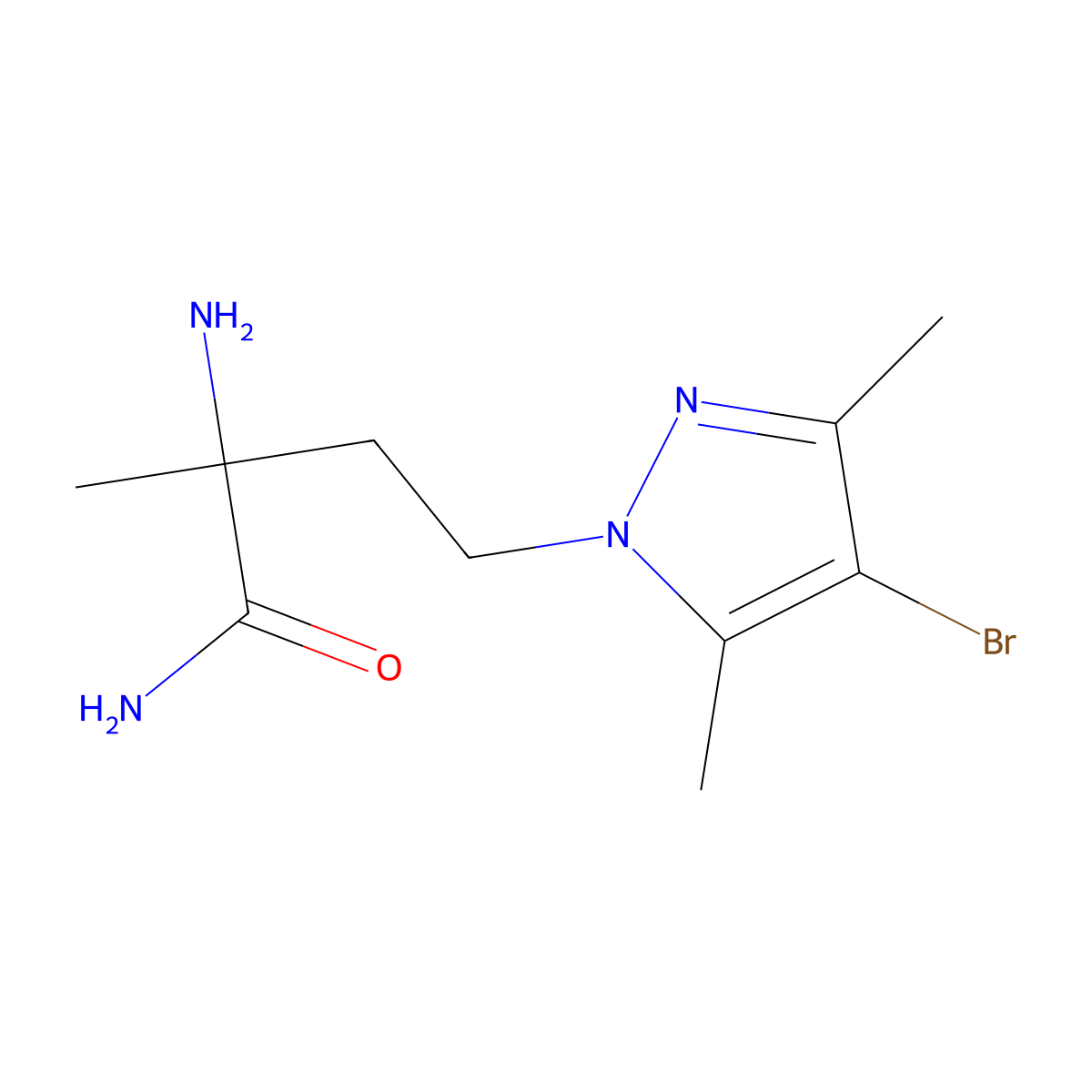 2-Amino-4-(4-bromo-3,5-dimethyl-1h-pyrazol-1-yl)-2-methylbutanamide molecular structure, CAS 1249197-68-9