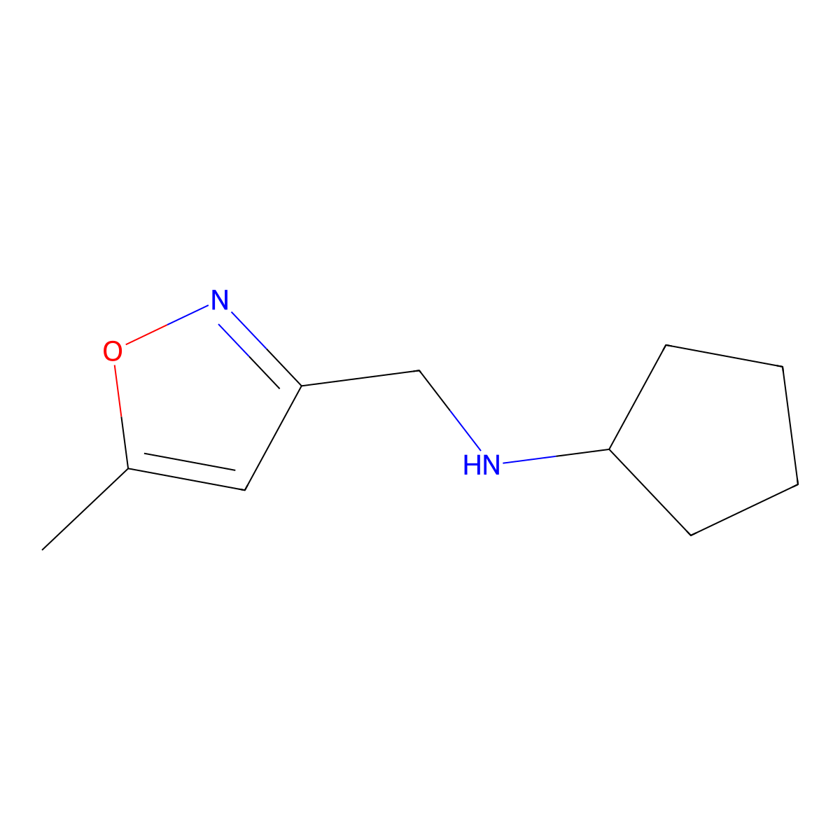 N-[(5-methyl-1,2-oxazol-3-yl)methyl]cyclopentanamine molecular structure, CAS 1249201-61-3