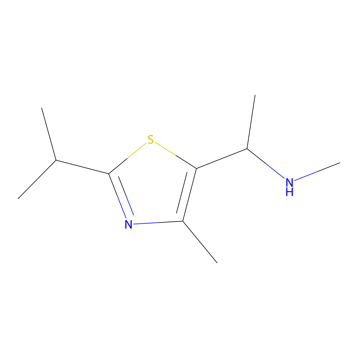 Methyl({1-[4-methyl-2-(propan-2-yl)-1,3-thiazol-5-yl]ethyl})amine molecular structure, CAS 1249202-21-8