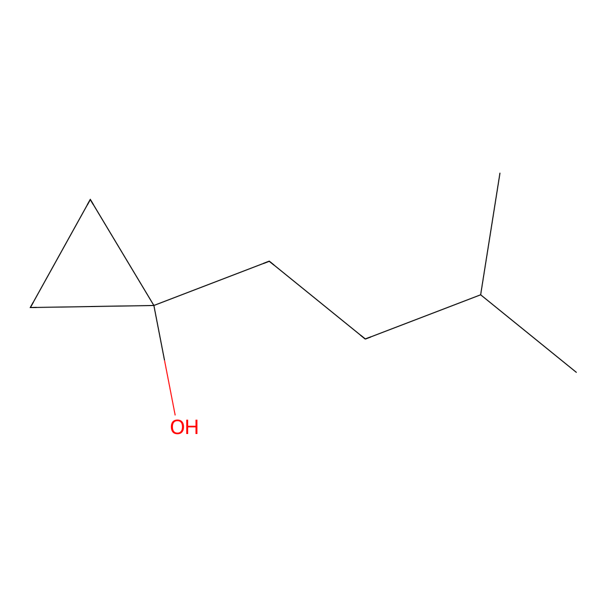 1-(3-Methylbutyl)cyclopropan-1-ol molecular structure, CAS 1249202-26-3