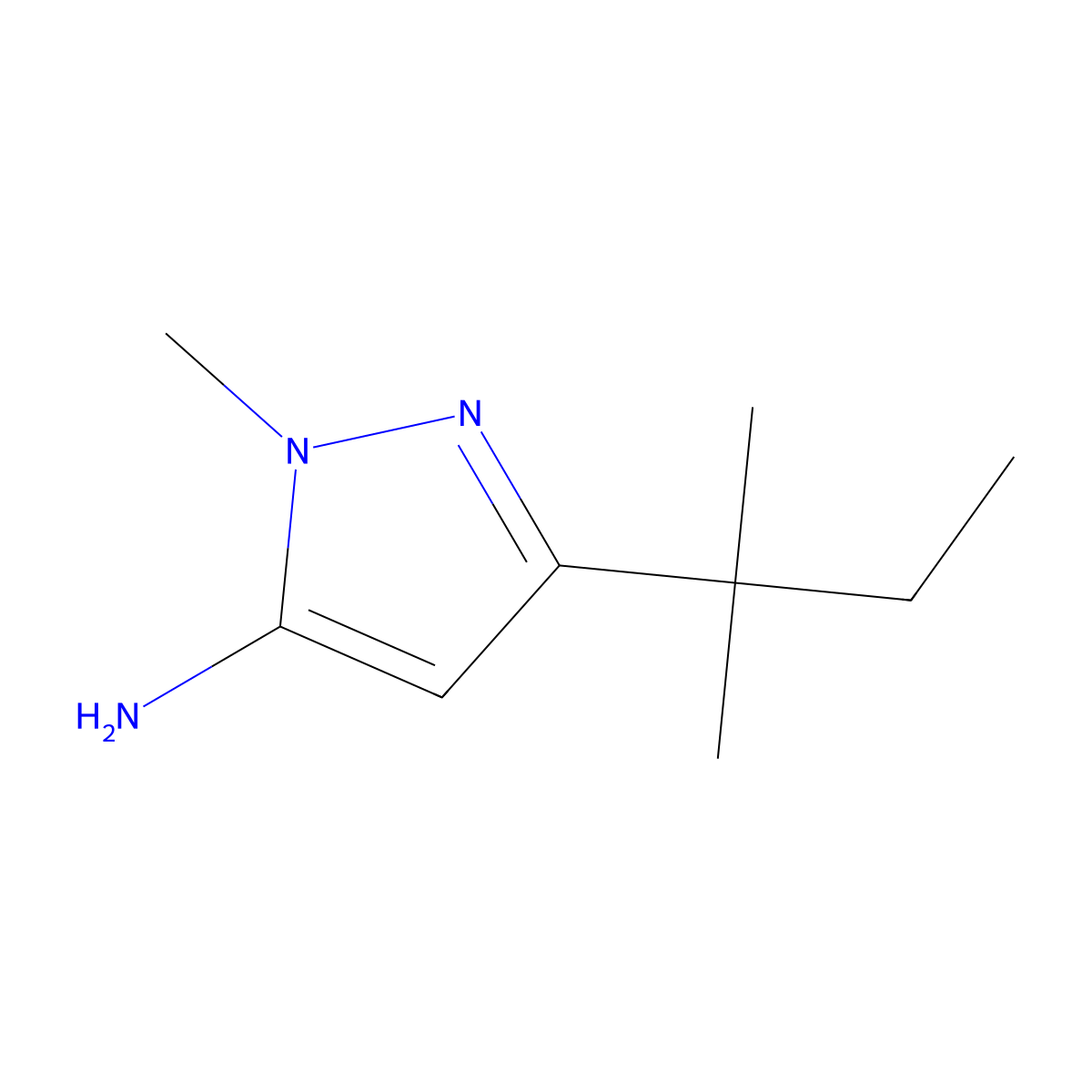 1-methyl-3-(2-methylbutan-2-yl)-1H-pyrazol-5-amine molecular structure, CAS 1249203-22-2