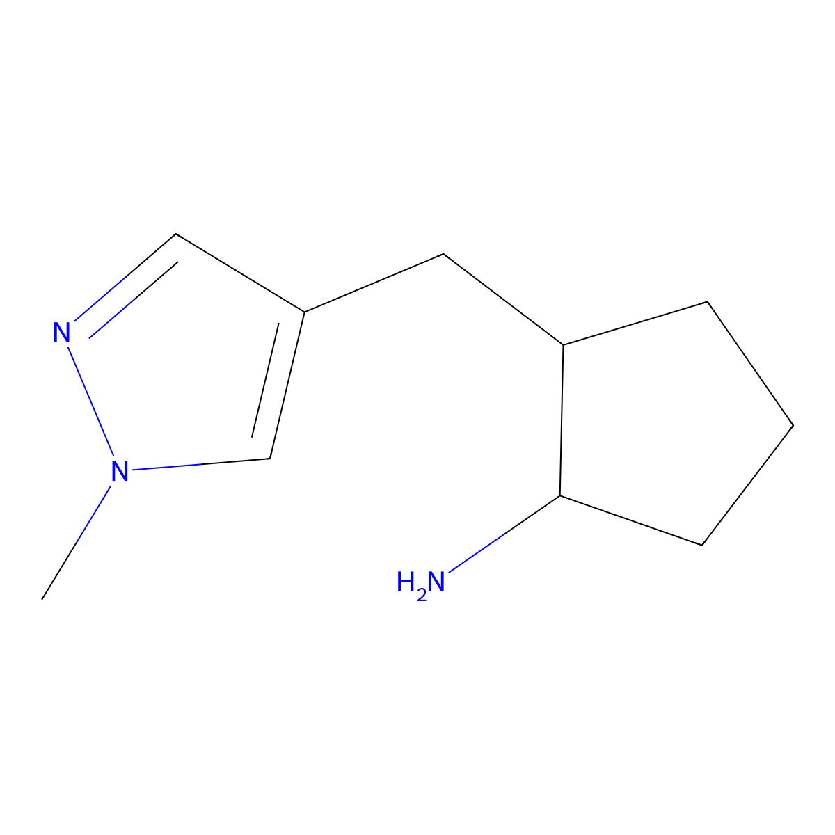 2-[(1-methyl-1H-pyrazol-4-yl)methyl]cyclopentan-1-amine molecular structure, CAS 1249204-75-8