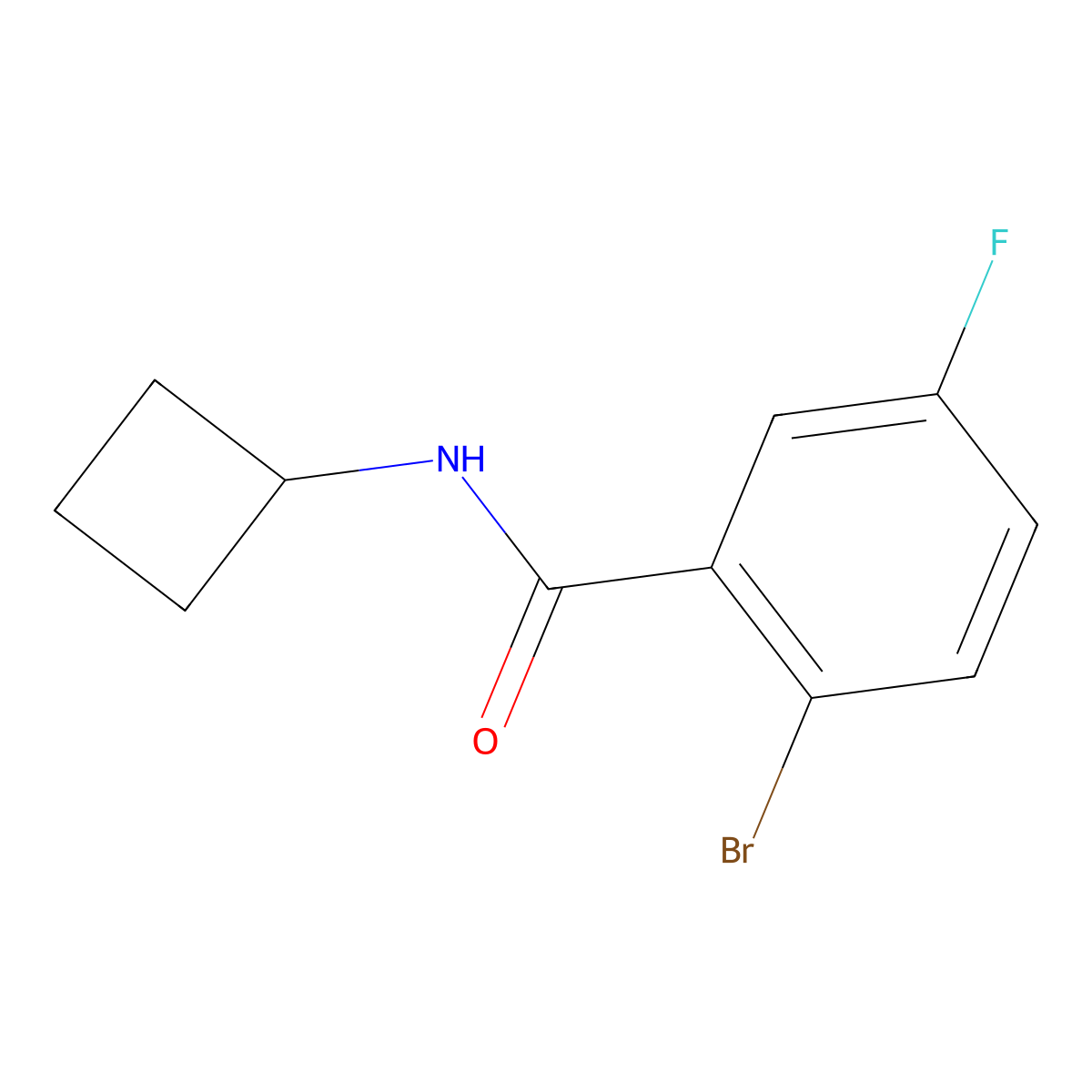 2-bromo-N-cyclobutyl-5-fluorobenzamide molecular structure, CAS 1249204-78-1
