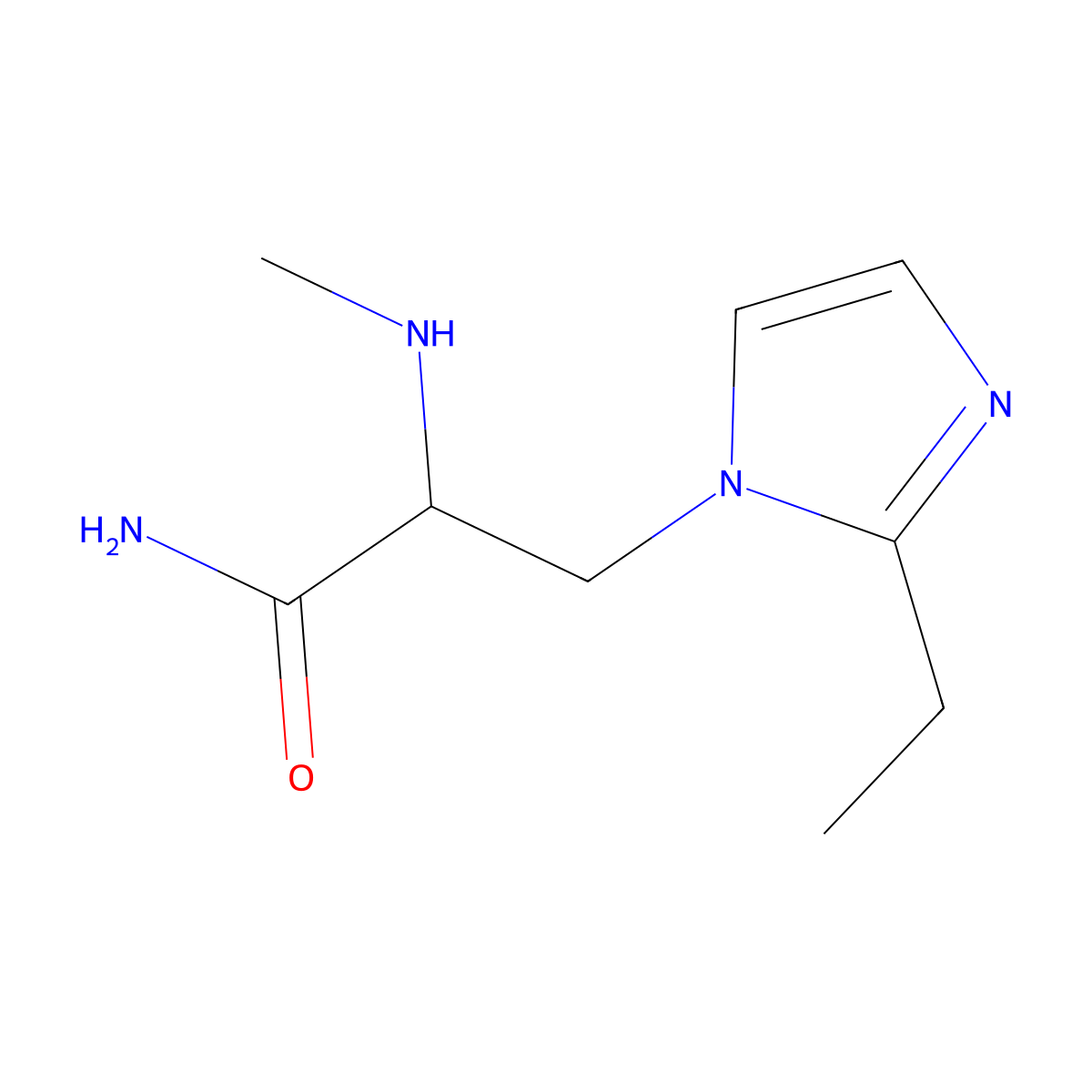 3-(2-Ethyl-1h-imidazol-1-yl)-2-(methylamino)propanamide molecular structure, CAS 1249205-39-7