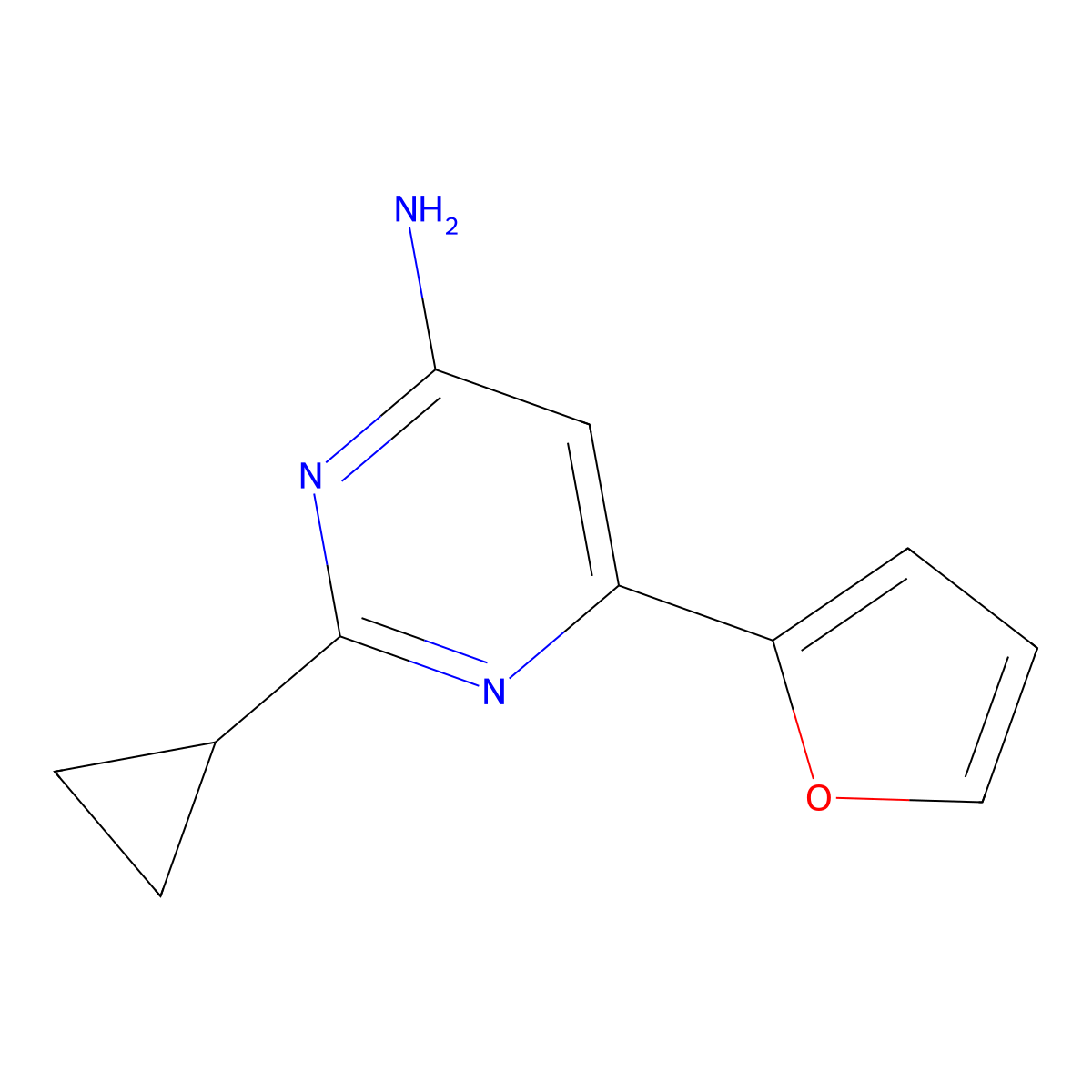 2-Cyclopropyl-6-(furan-2-yl)pyrimidin-4-amine molecular structure, CAS 1249209-51-5