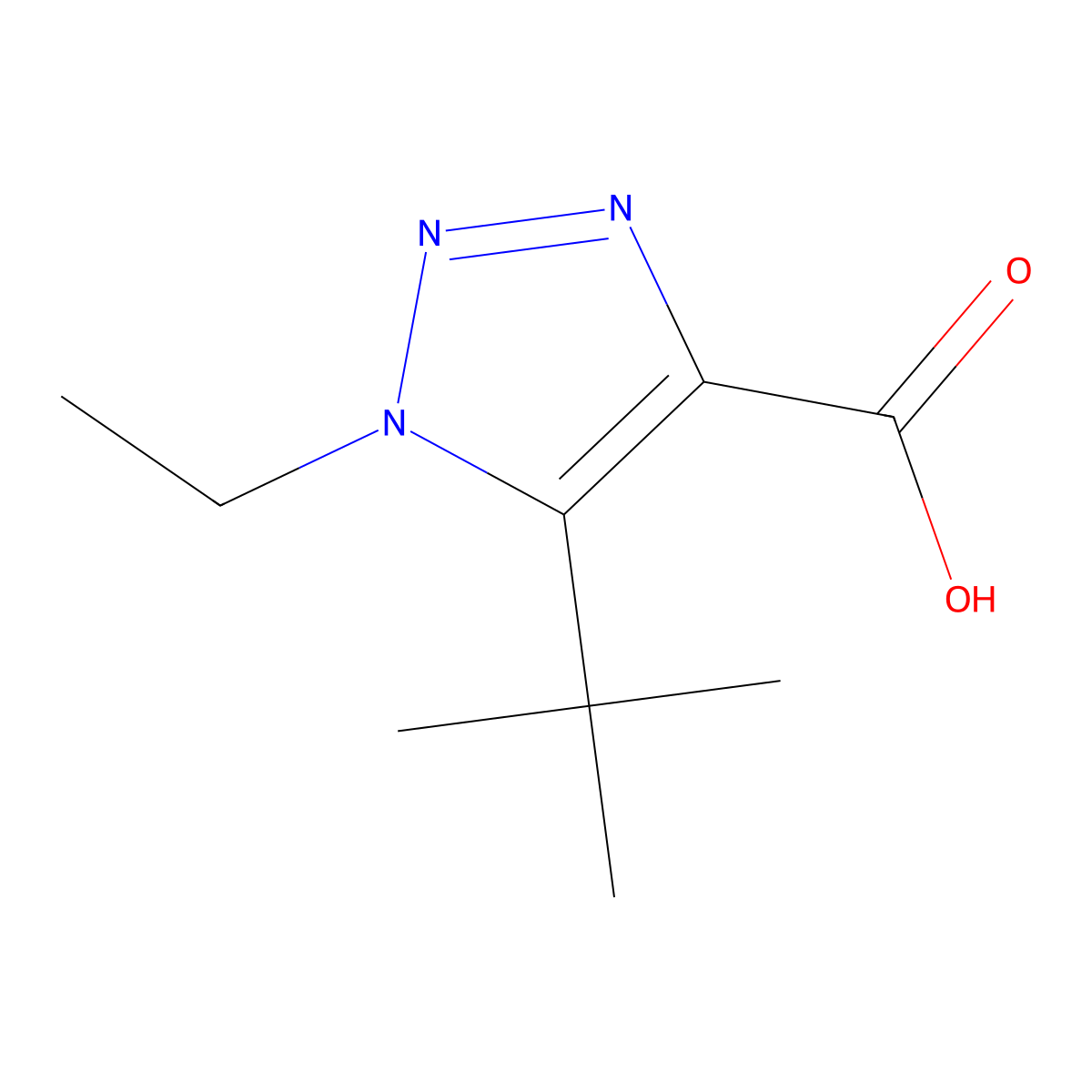 5-tert-butyl-1-ethyl-1H-1,2,3-triazole-4-carboxylic acid molecular structure, CAS 1249210-01-2