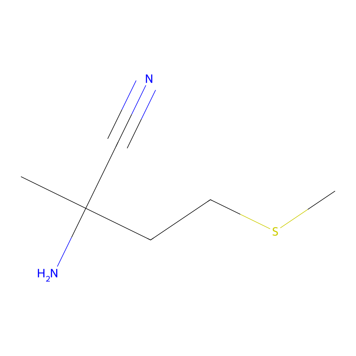 2-Amino-2-methyl-4-(methylsulfanyl)butanenitrile molecular structure, CAS 1249212-77-8