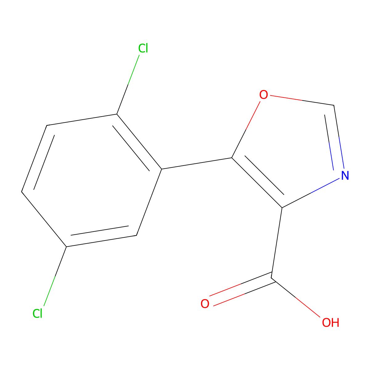 5-(2,5-Dichlorophenyl)-1,3-oxazole-4-carboxylic acid molecular structure, CAS 1249213-48-6