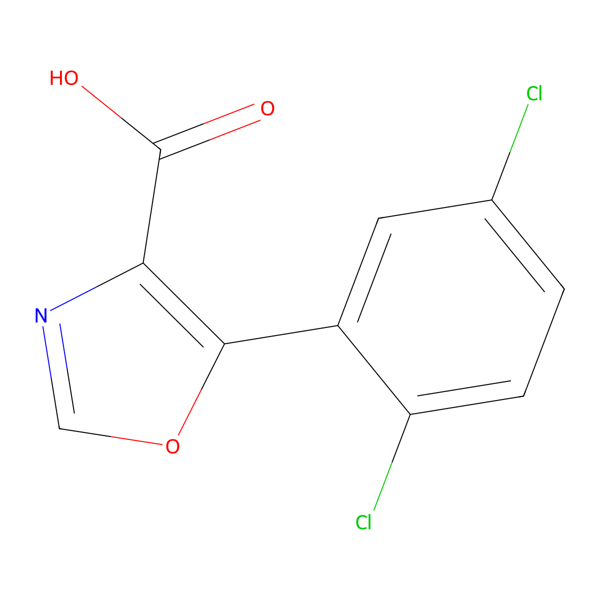 5-(2,5-Dichlorophenyl)-1,3-oxazole-4-carboxylic acid molecular structure, CAS 1249213-48-6
