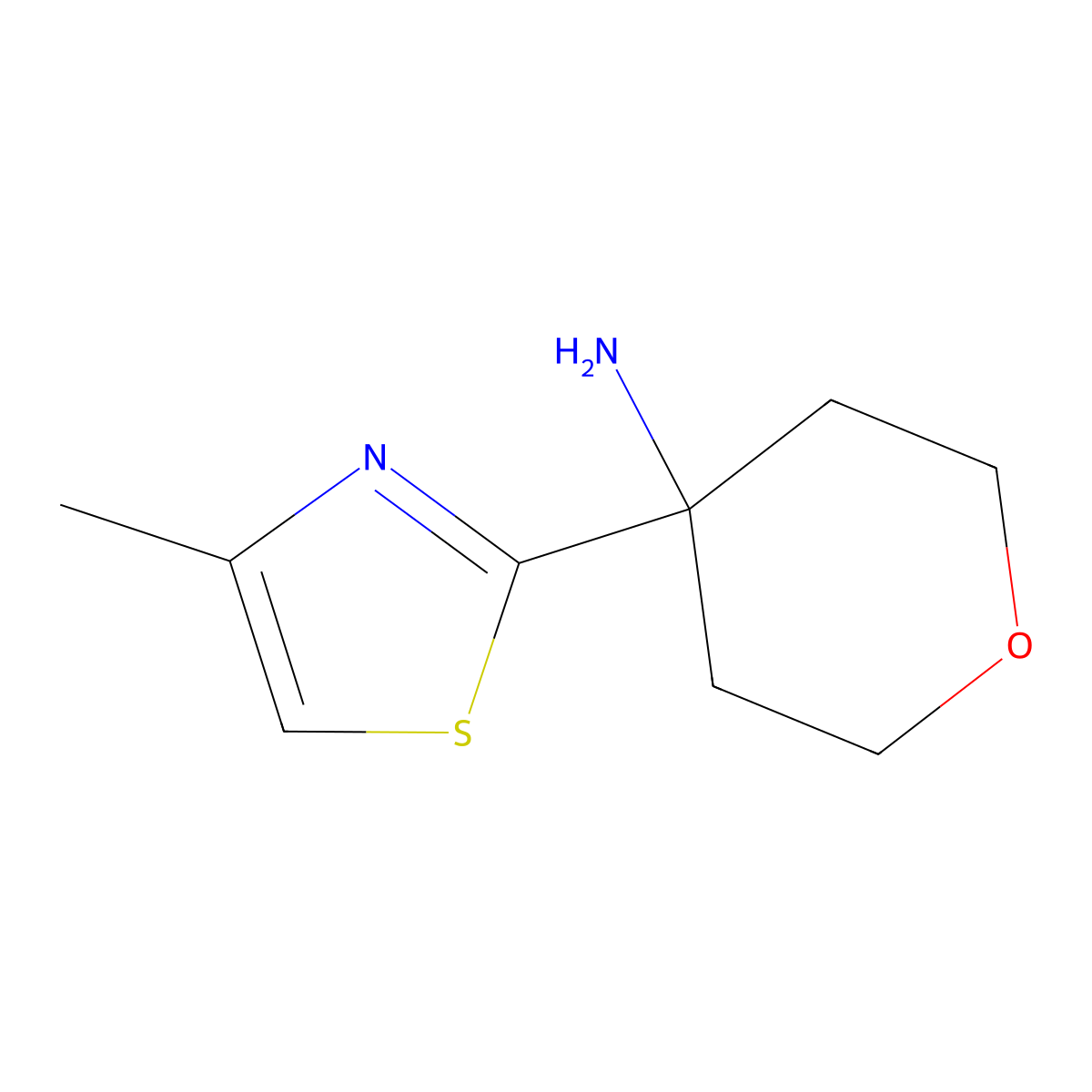 4-(4-Methyl-1,3-thiazol-2-yl)oxan-4-amine molecular structure, CAS 1249214-83-2