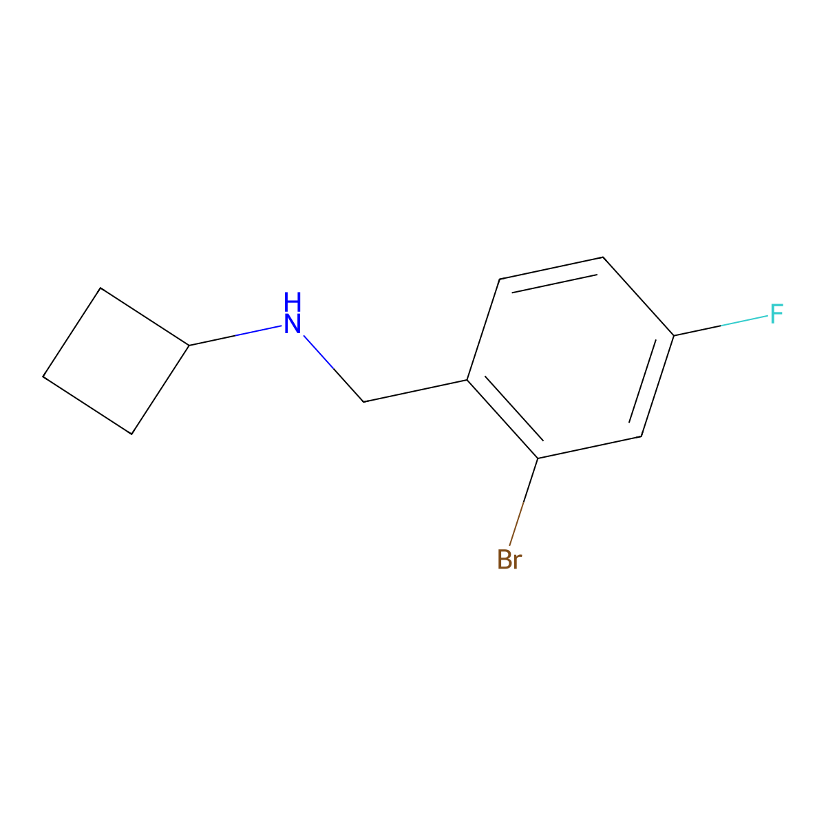 N-[(2-bromo-4-fluorophenyl)methyl]cyclobutanamine molecular structure, CAS 1249216-69-0
