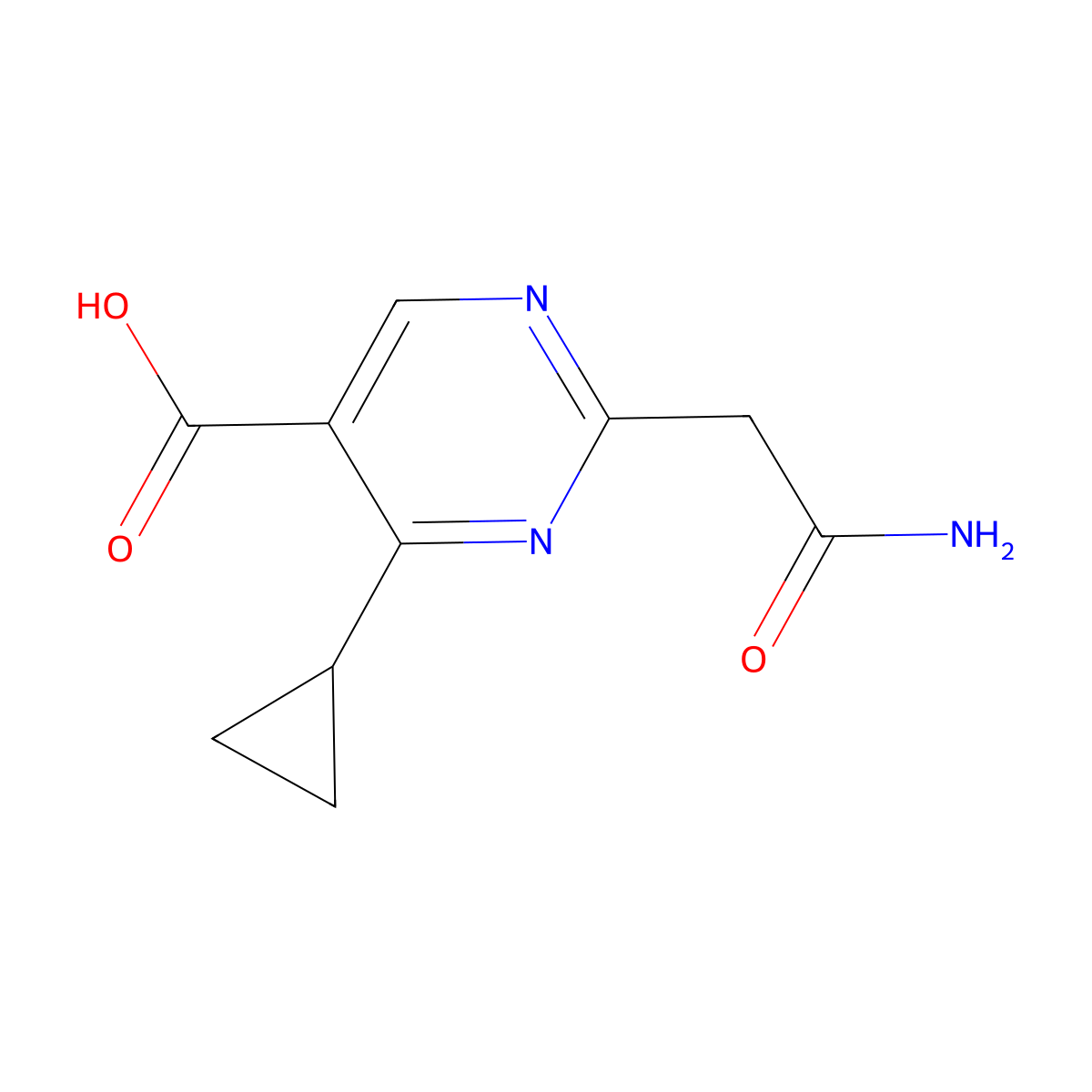 2-(2-Amino-2-oxoethyl)-4-cyclopropylpyrimidine-5-carboxylic acid molecular structure, CAS 1249218-99-2