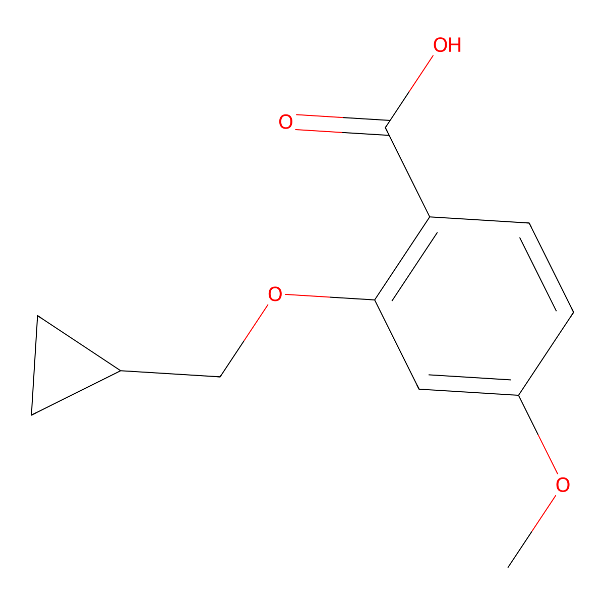 2-(Cyclopropylmethoxy)-4-methoxybenzoic acid molecular structure, CAS 1249221-05-3