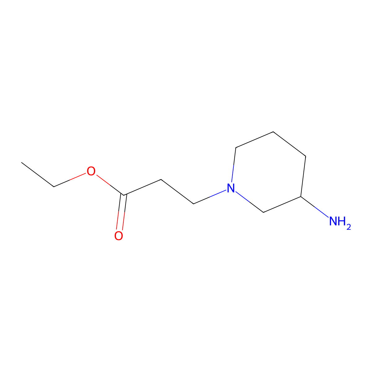Ethyl 3-(3-aminopiperidin-1-yl)propanoate molecular structure, CAS 1249221-10-0