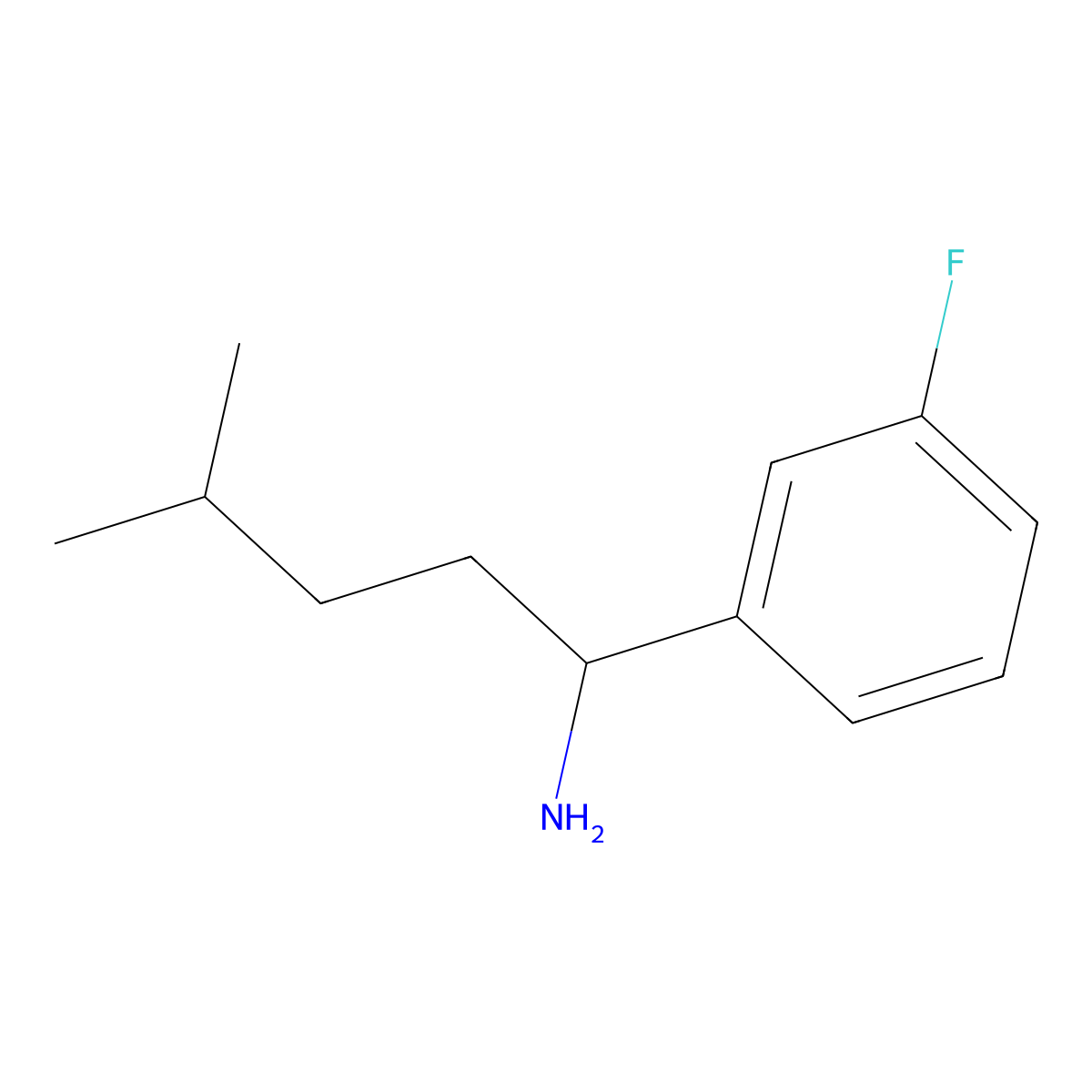 1-(3-Fluorophenyl)-4-methylpentan-1-amine molecular structure, CAS 1249221-77-9