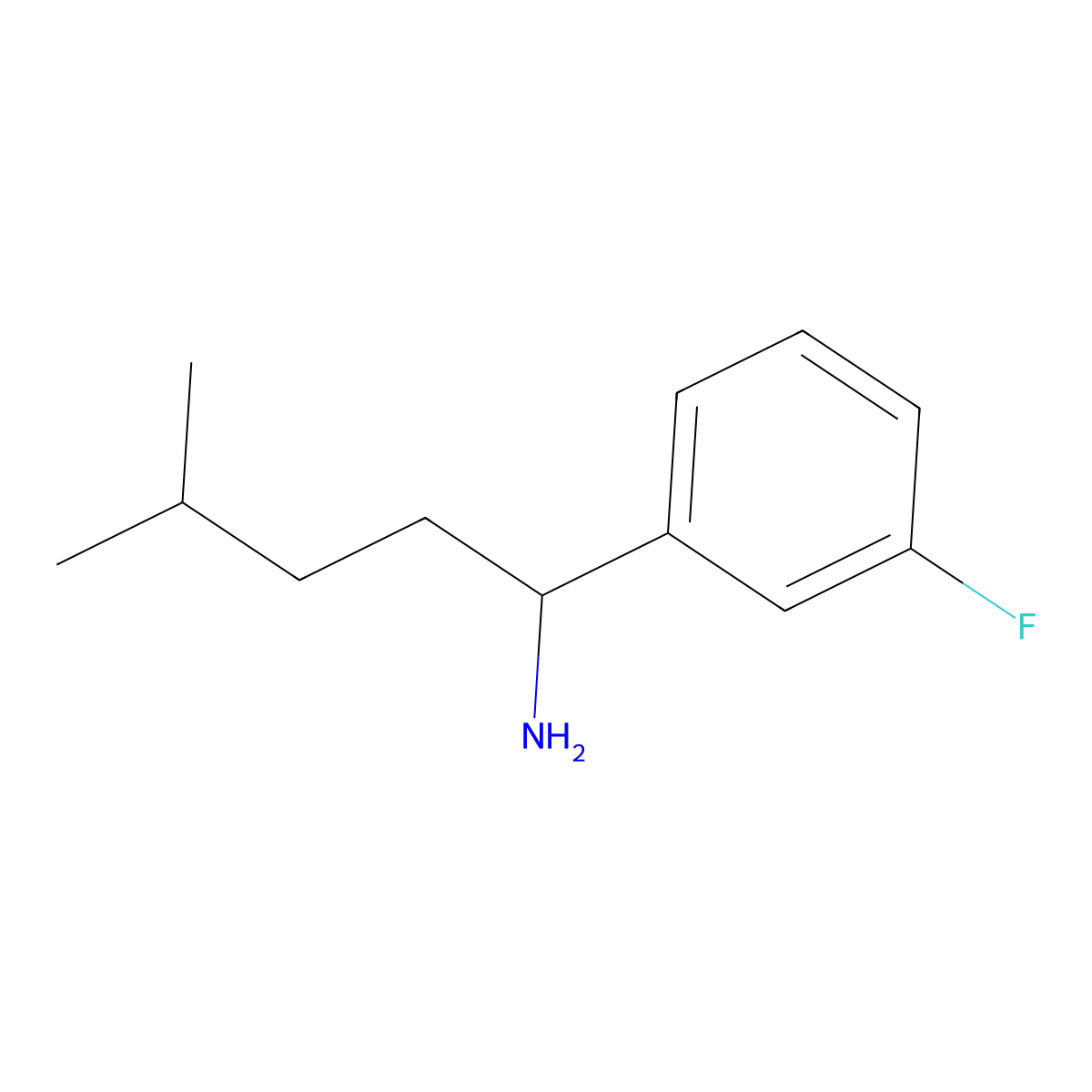 1-(3-Fluorophenyl)-4-methylpentan-1-amine molecular structure, CAS 1249221-77-9