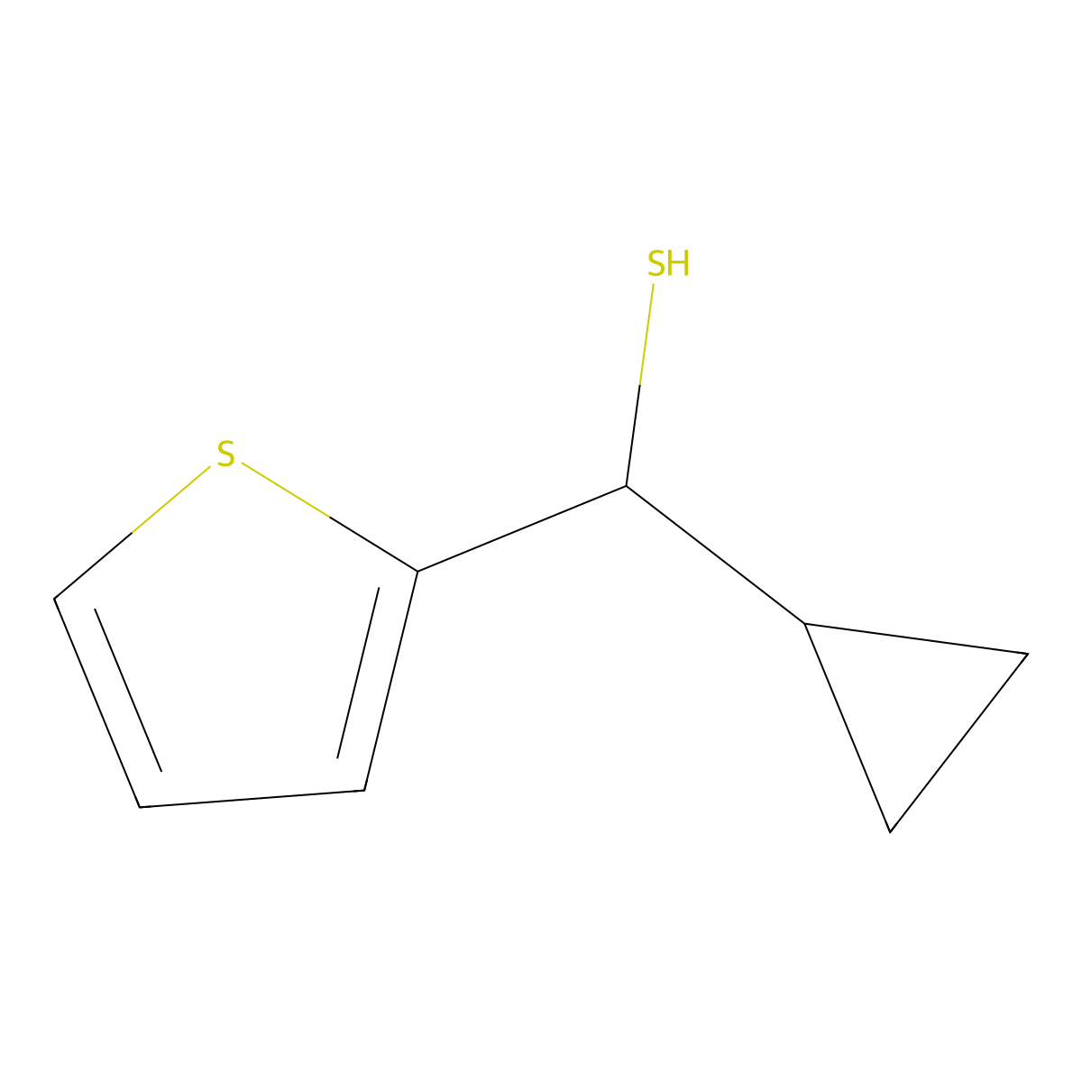 Cyclopropyl(thiophen-2-yl)methanethiol molecular structure, CAS 1249223-20-8