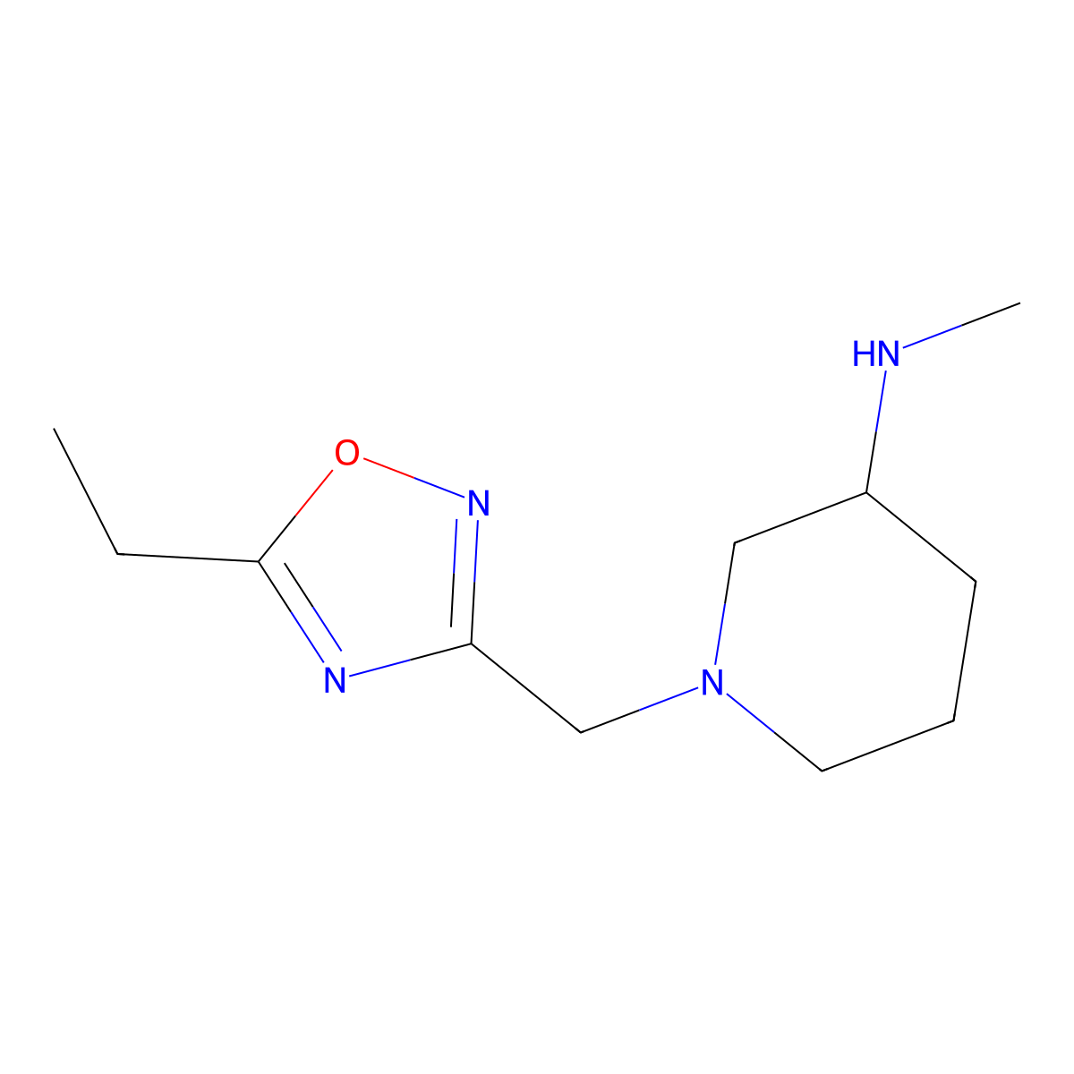 1-[(5-ethyl-1,2,4-oxadiazol-3-yl)methyl]-N-methylpiperidin-3-amine molecular structure, CAS 1249225-78-2
