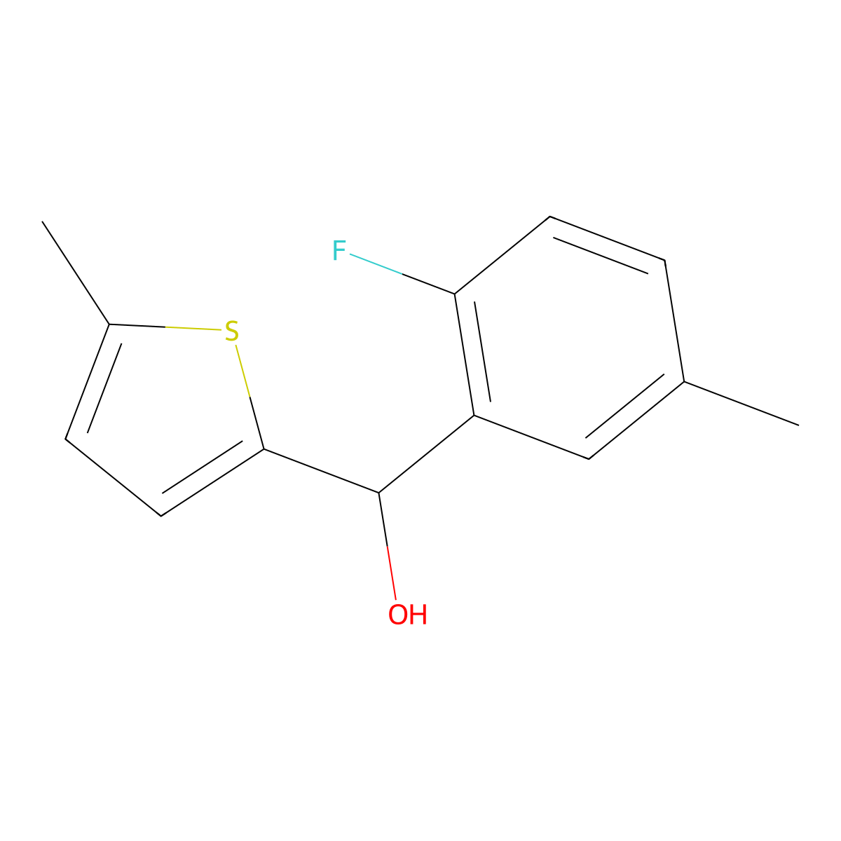 alpha-(2-Fluoro-5-methylphenyl)-5-methyl-2-thiophenemethanol molecular structure, CAS 1249227-07-3