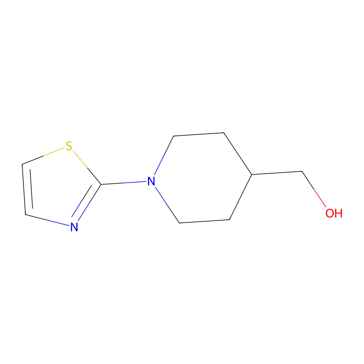 (1-(Thiazol-2-yl)piperidin-4-yl)methanol molecular structure, CAS 1249230-05-4