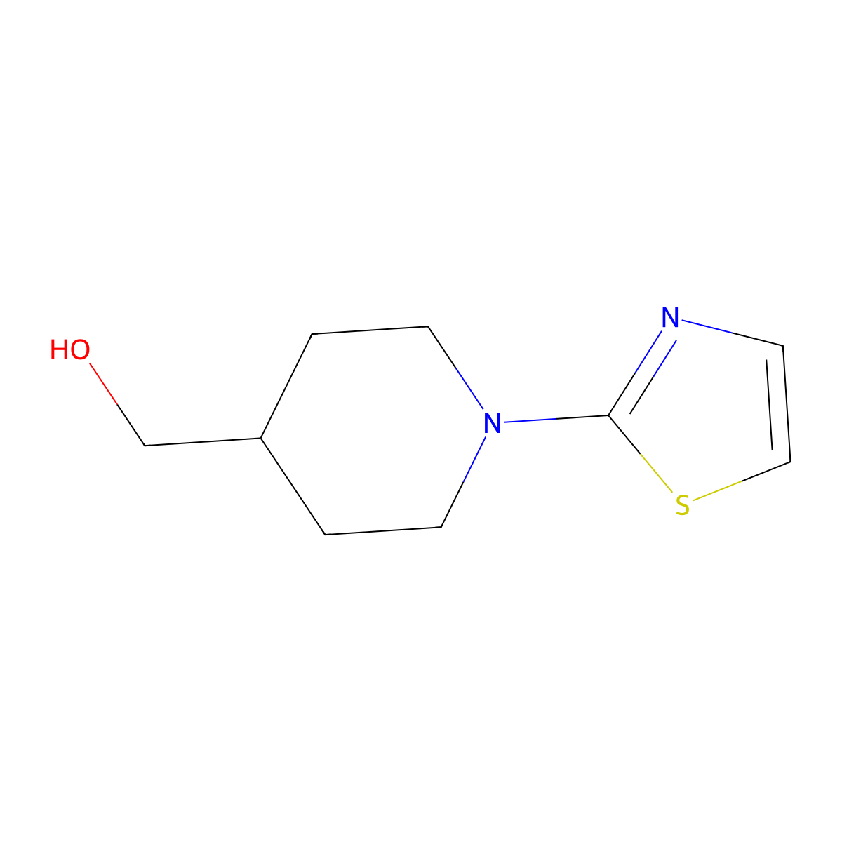 (1-(Thiazol-2-yl)piperidin-4-yl)methanol molecular structure, CAS 1249230-05-4
