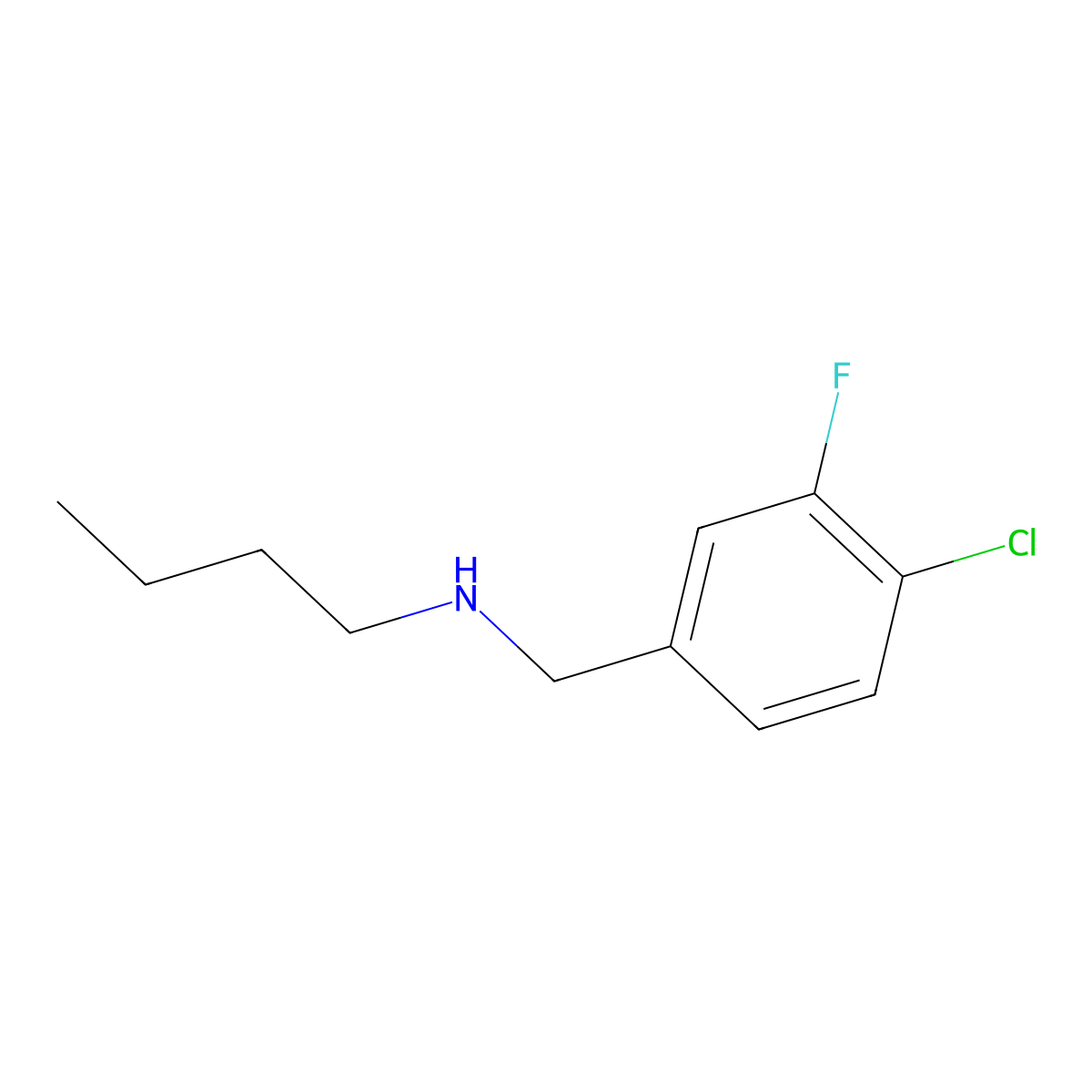 Butyl[(4-chloro-3-fluorophenyl)methyl]amine molecular structure, CAS 1249233-93-9