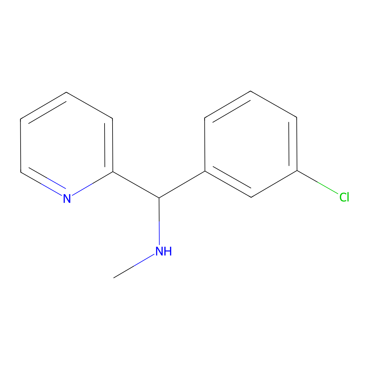 ((3-Chlorophenyl)(pyridin-2-yl)methyl)(methyl)amine molecular structure, CAS 1249234-24-9
