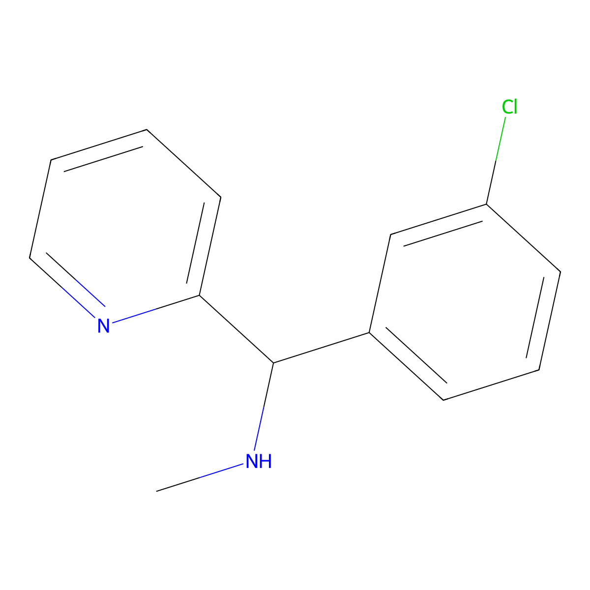 ((3-Chlorophenyl)(pyridin-2-yl)methyl)(methyl)amine molecular structure, CAS 1249234-24-9