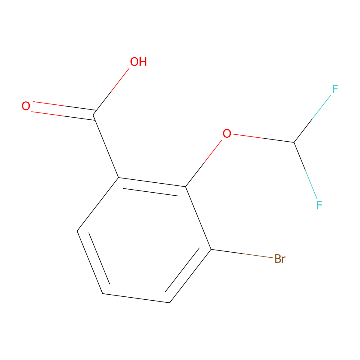 3-Bromo-2-(difluoromethoxy)benzoic acid molecular structure, CAS 1249235-55-9