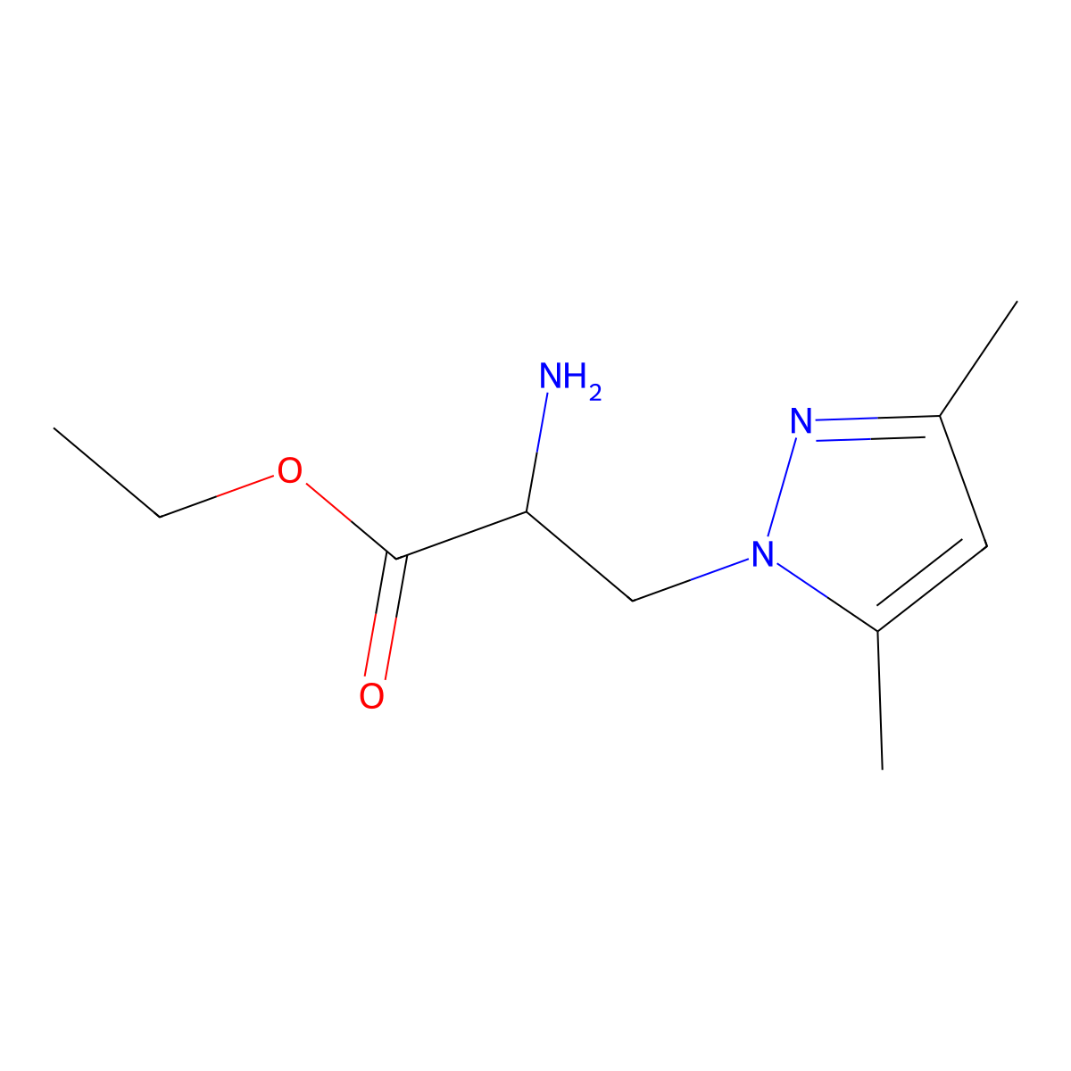 Ethyl 2-amino-3-(3,5-dimethyl-1h-pyrazol-1-yl)propanoate molecular structure, CAS 1249236-51-8