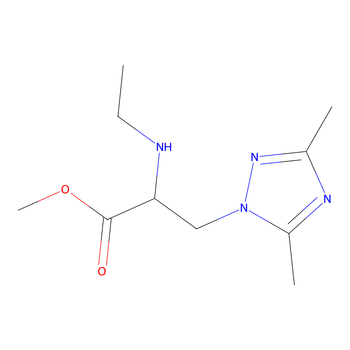 Methyl 3-(3,5-dimethyl-1h-1,2,4-triazol-1-yl)-2-(ethylamino)propanoate molecular structure, CAS 1249237-12-4