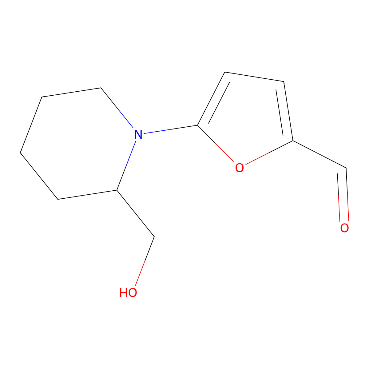 5-[2-(Hydroxymethyl)piperidin-1-yl]furan-2-carbaldehyde molecular structure, CAS 1249237-36-2
