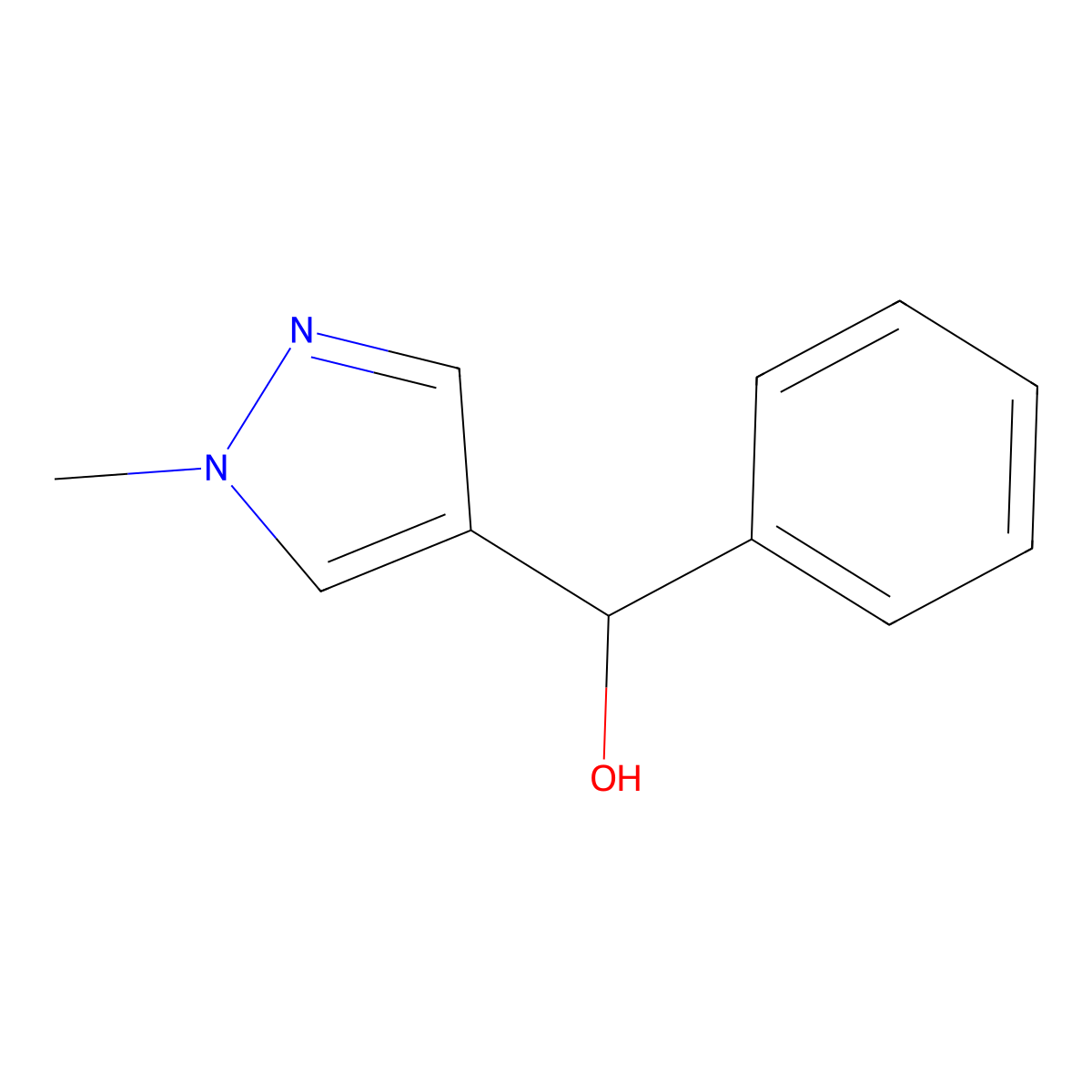 (1-methyl-1H-pyrazol-4-yl)(phenyl)methanol molecular structure, CAS 1249238-39-8