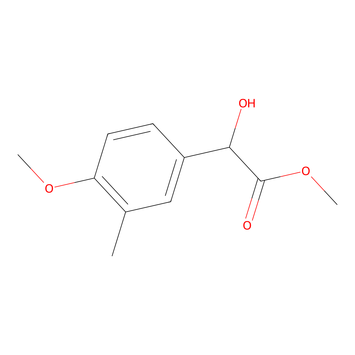 Methyl 2-hydroxy-2-(4-methoxy-3-methylphenyl)acetate molecular structure, CAS 1249238-55-8