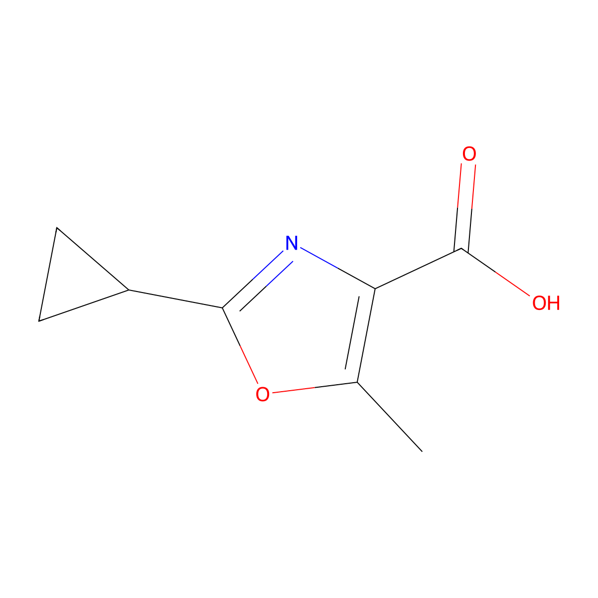 2-Cyclopropyl-5-methyl-1,3-oxazole-4-carboxylic acid molecular structure, CAS 1249240-92-3