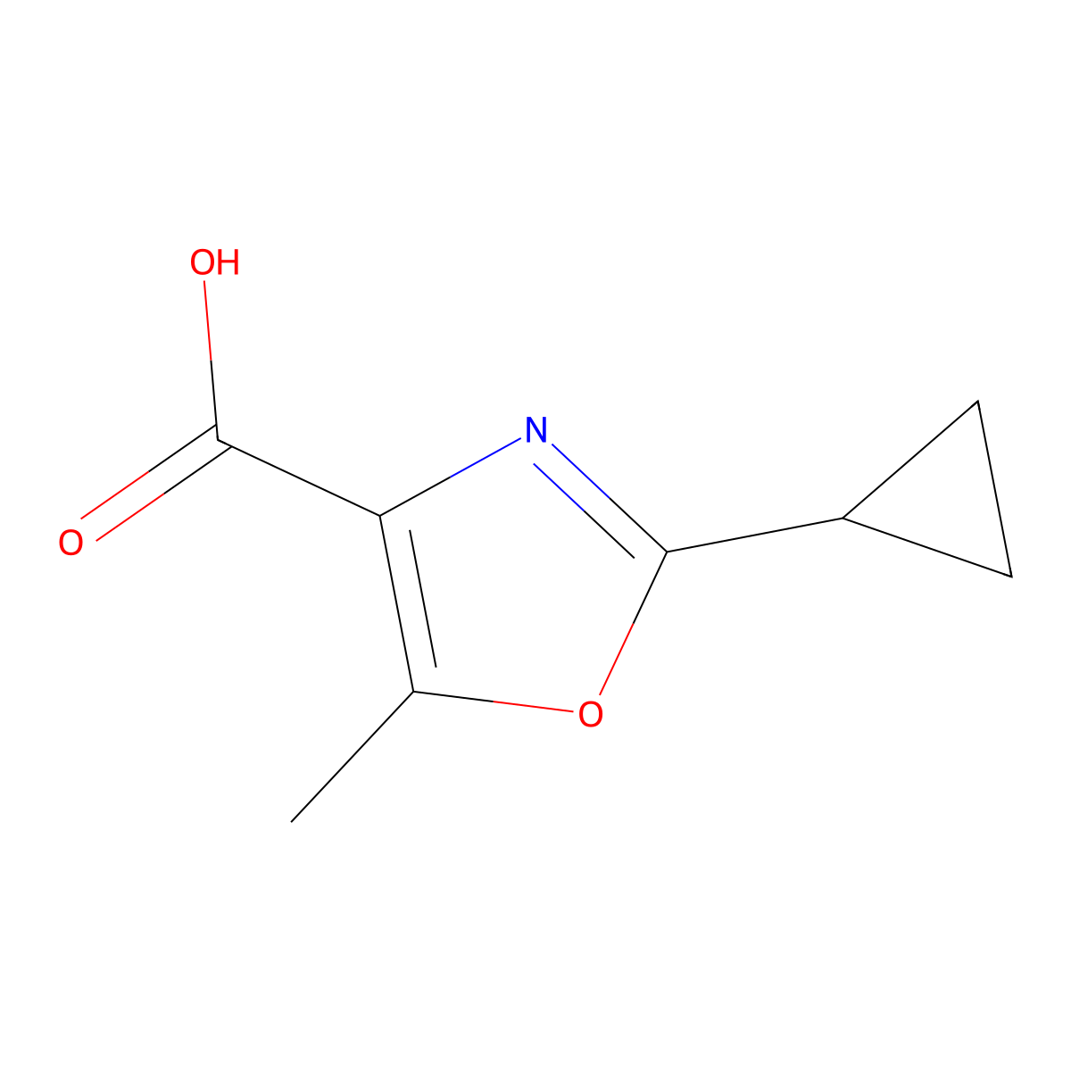 2-Cyclopropyl-5-methyl-1,3-oxazole-4-carboxylic acid molecular structure, CAS 1249240-92-3