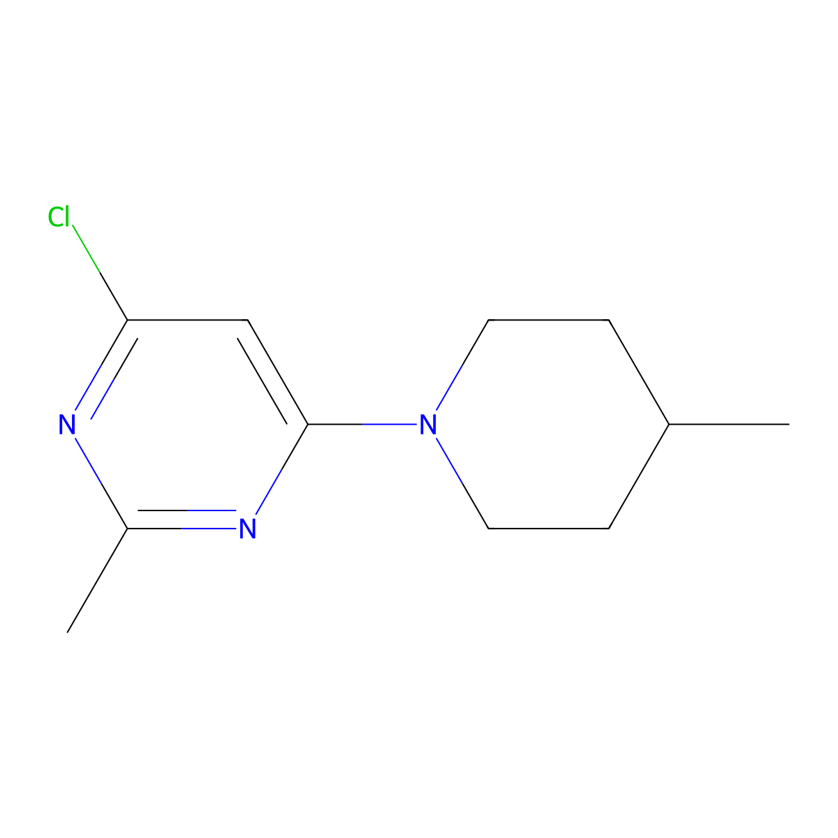 4-Chloro-2-methyl-6-(4-methylpiperidin-1-yl)pyrimidine molecular structure, CAS 1249243-11-5