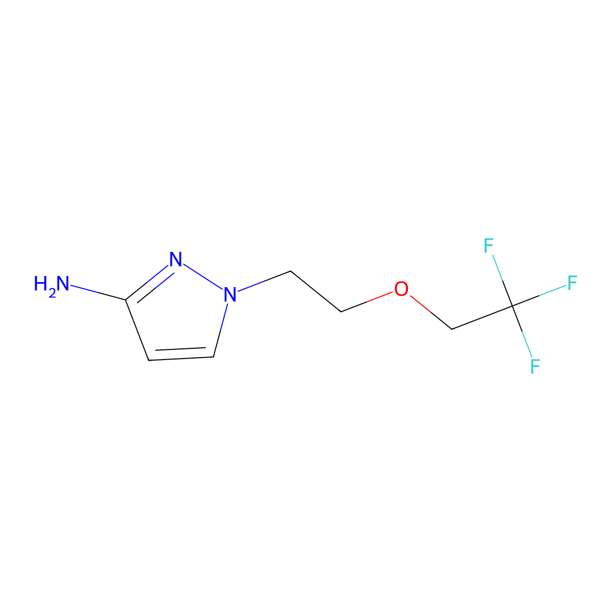 1-(2-(2,2,2-trifluoroethoxy)ethyl)-1H-pyrazol-3-amine molecular structure, CAS 1249244-67-4