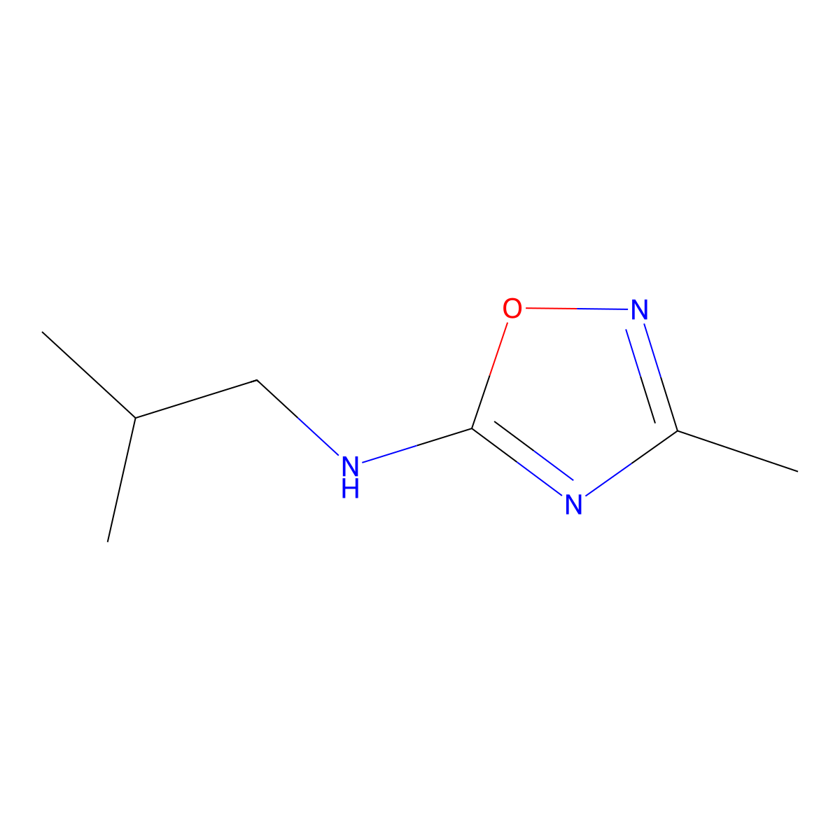 3-methyl-N-(2-methylpropyl)-1,2,4-oxadiazol-5-amine molecular structure, CAS 1249246-22-7