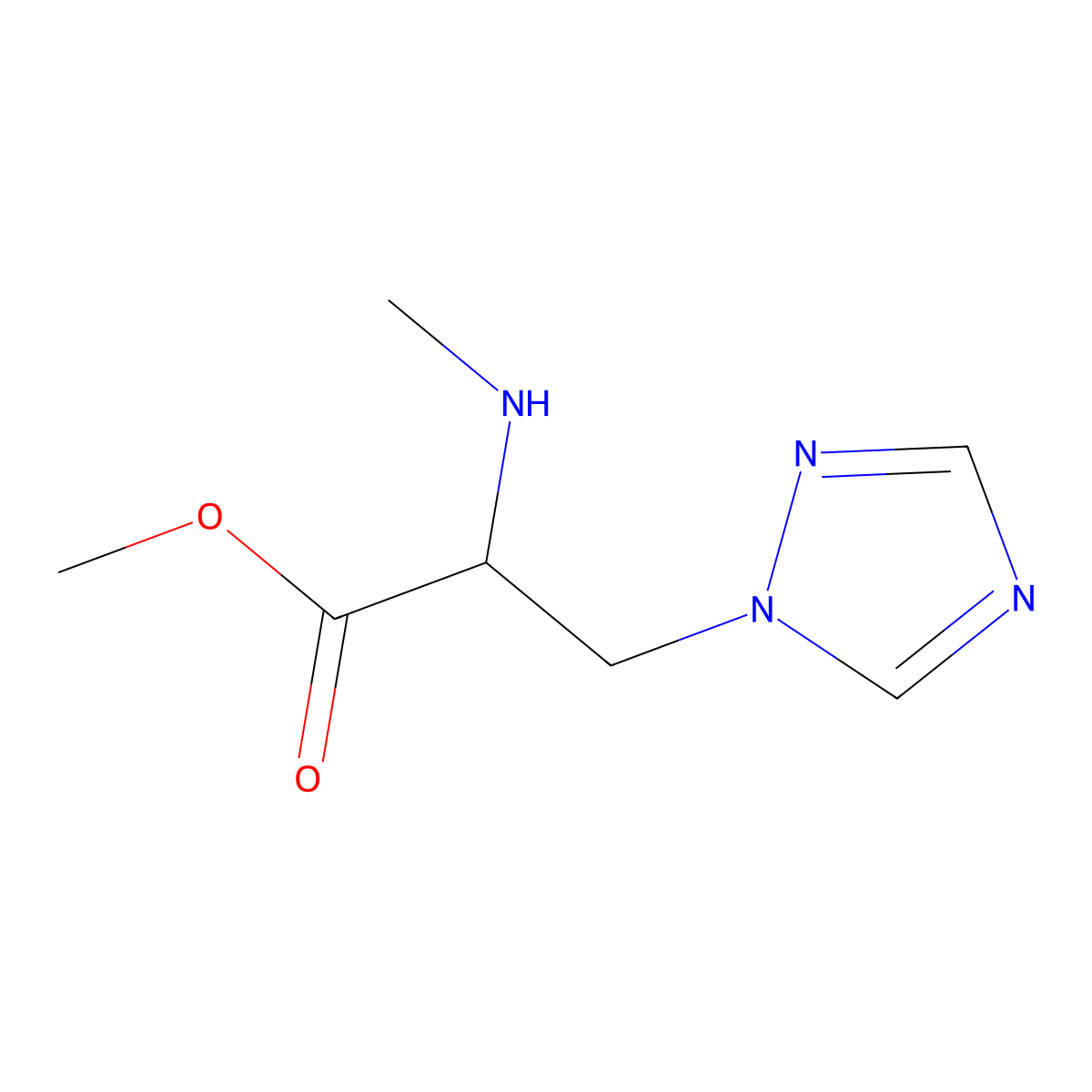 methyl 2-(methylamino)-3-(1H-1,2,4-triazol-1-yl)propanoate molecular structure, CAS 1249249-78-2