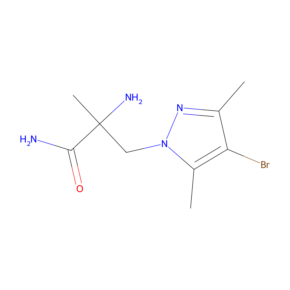 2-Amino-3-(4-bromo-3,5-dimethyl-1H-pyrazol-1-YL)-2-methylpropanamide molecular structure, CAS 1249253-32-4