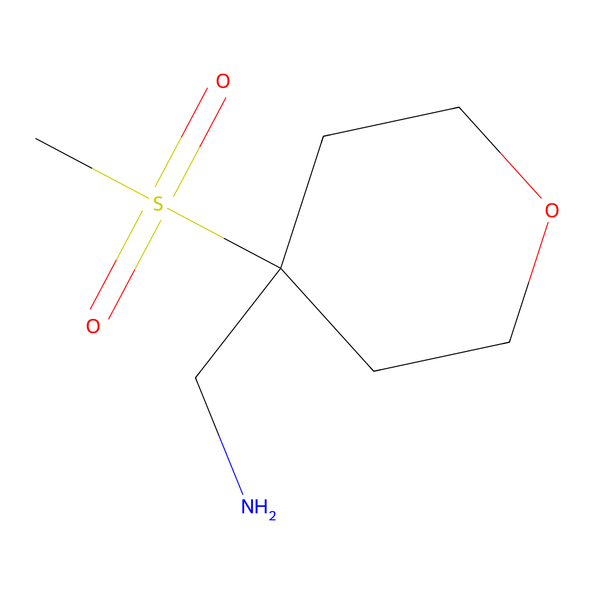 (4-Methanesulfonyloxan-4-yl)methanamine molecular structure, CAS 1249253-66-4