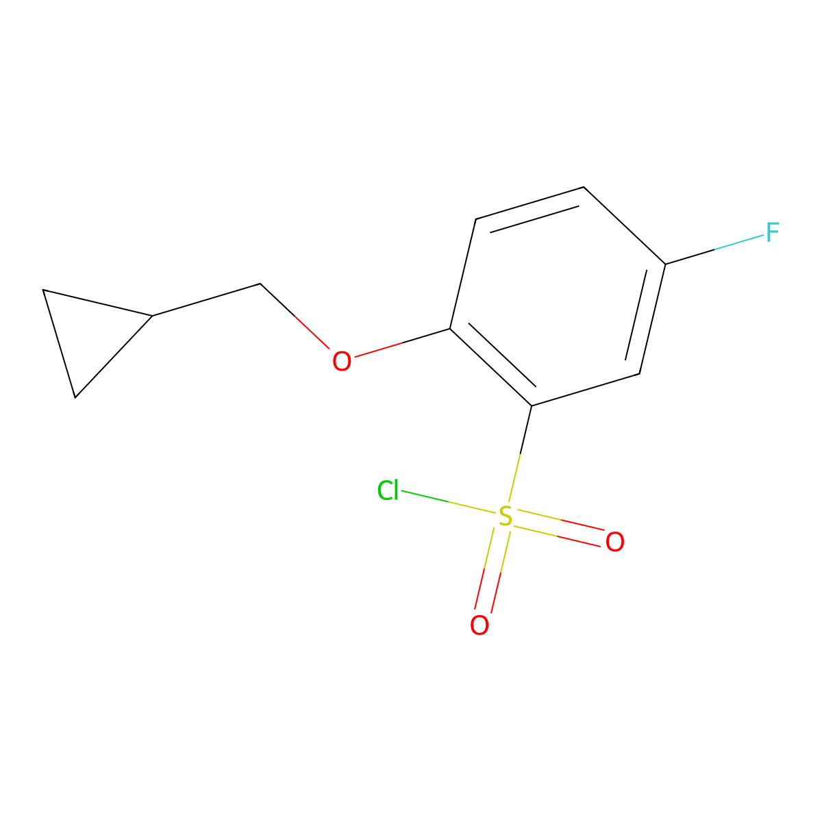 2-(Cyclopropylmethoxy)-5-fluorobenzene-1-sulfonyl chloride molecular structure, CAS 1249254-54-3